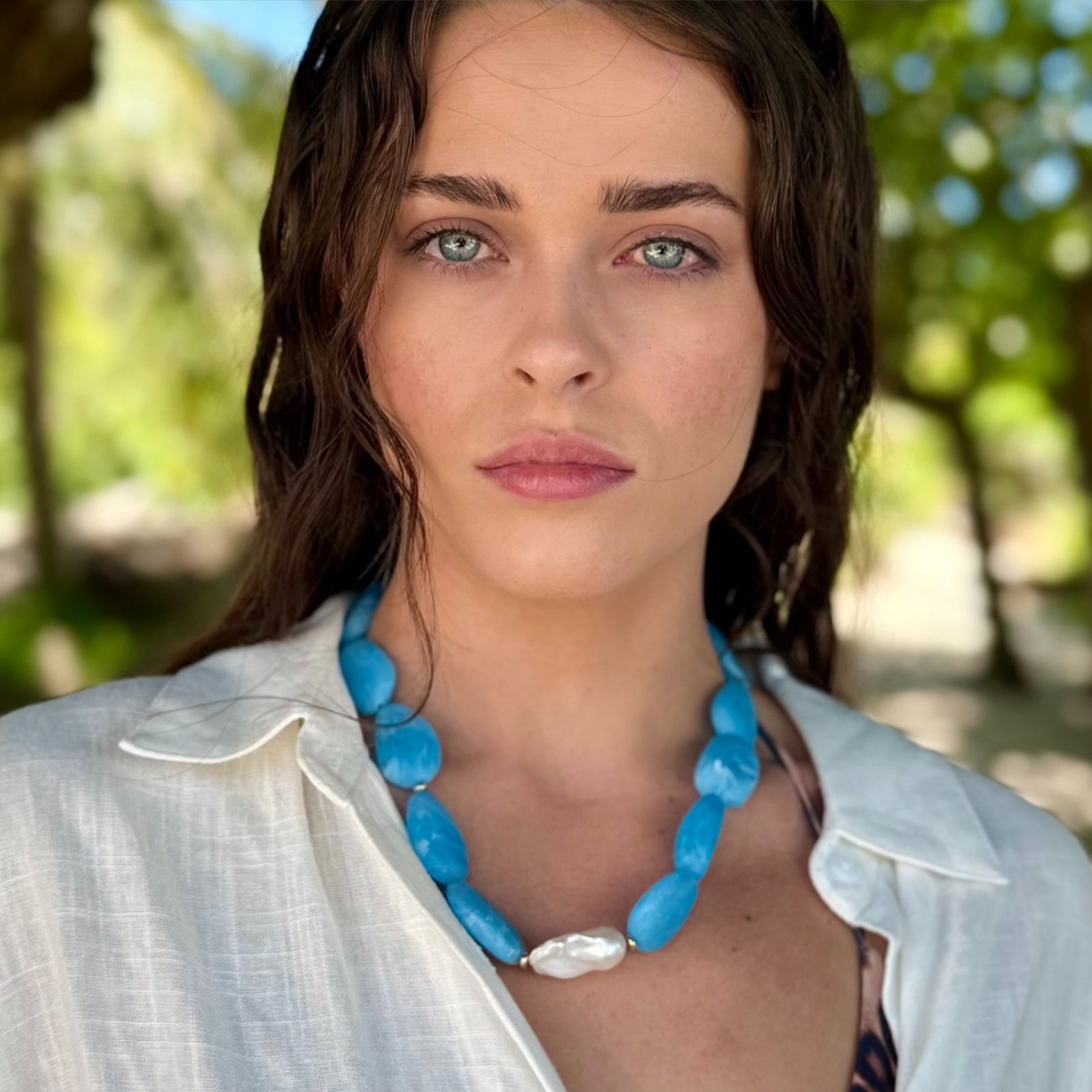 Sirena Necklace- blue, aqua, white