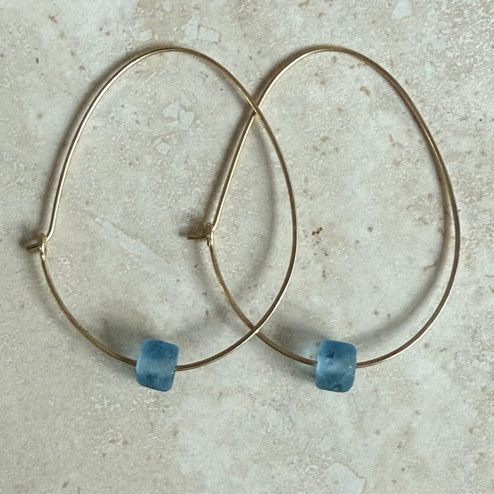 Recycled Glass Hoop Earrings - silver or gold in small and large.