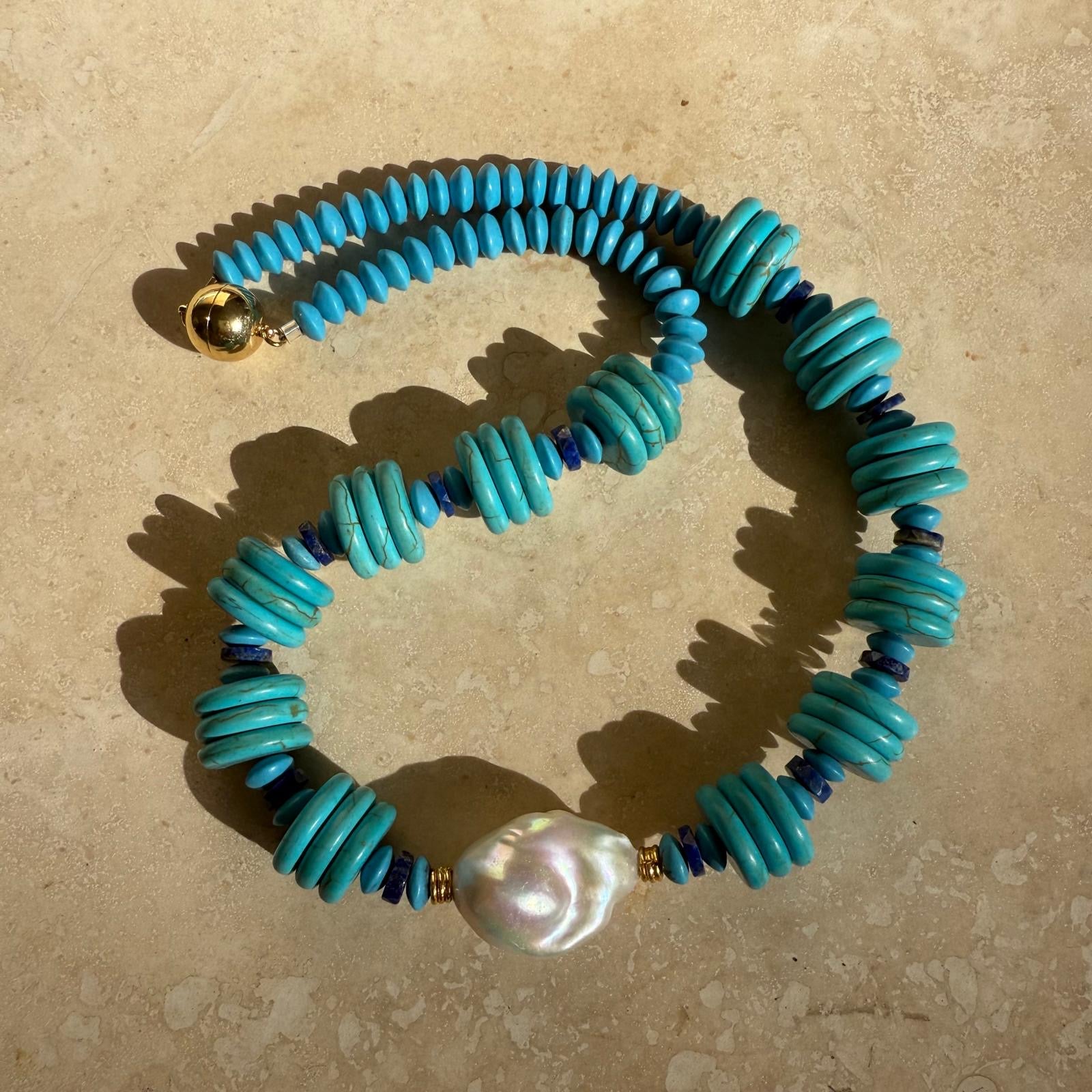 Baroque Pearl and stone - One of a kind necklaces