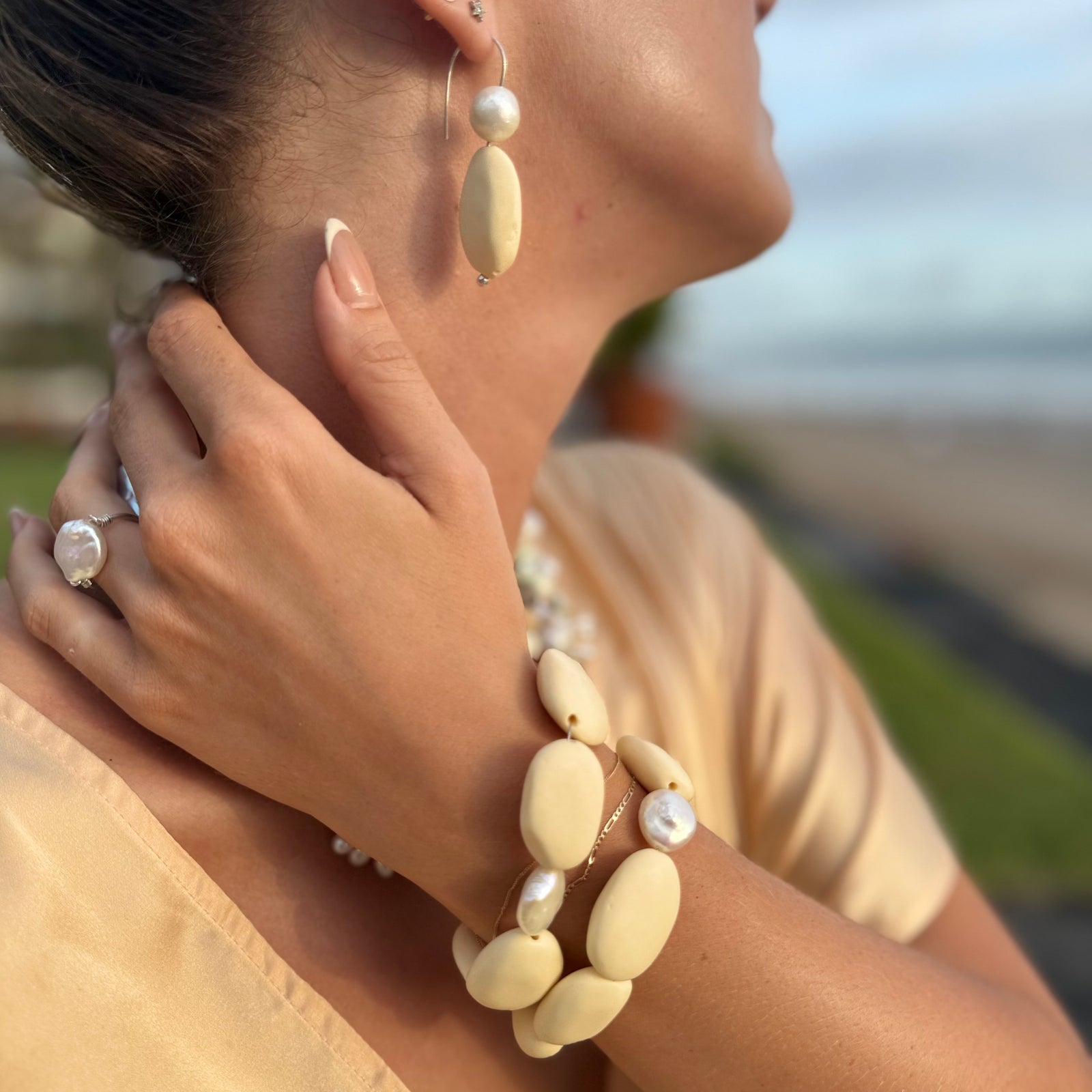 Pebble and Pearl Bracelet