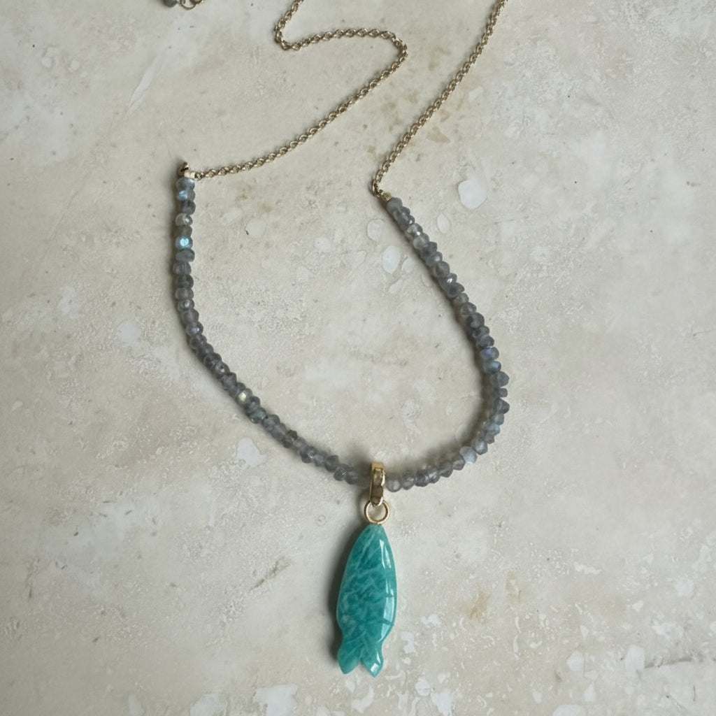Gemstone Fish - Hook, Line and Sinker combo Necklace