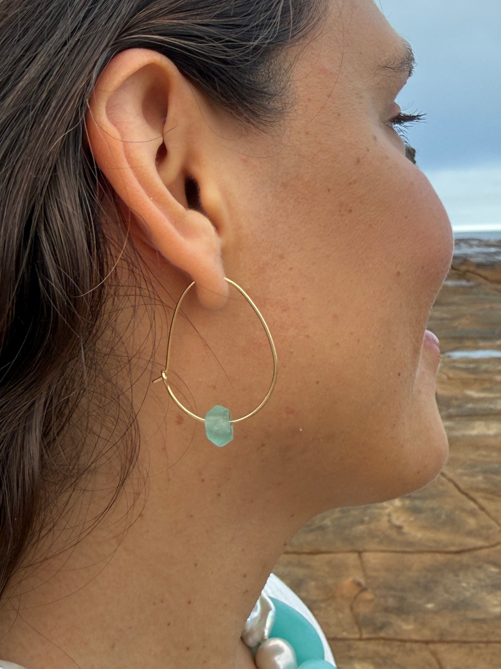 Recycled Glass Hoop Earrings - silver or gold in small and large.