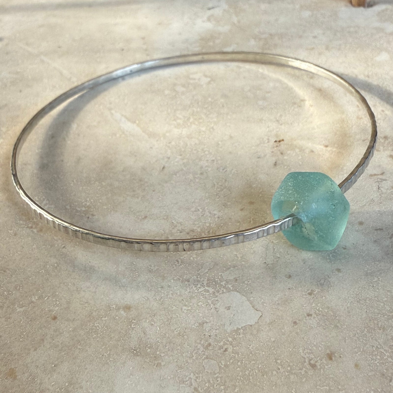 Aqua dream bangle - recycled glass