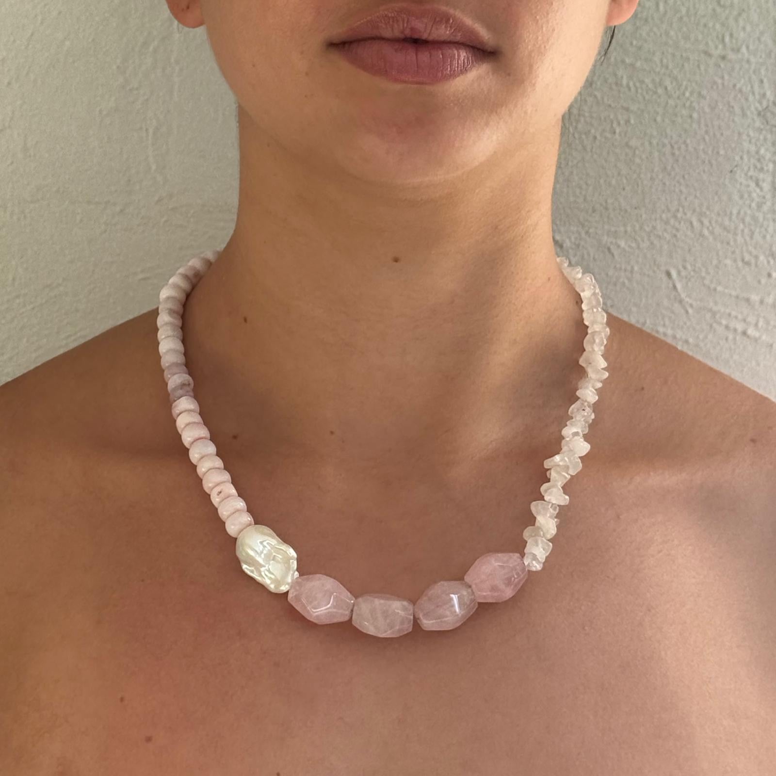 Baroque Pearl and stone - One of a kind necklaces