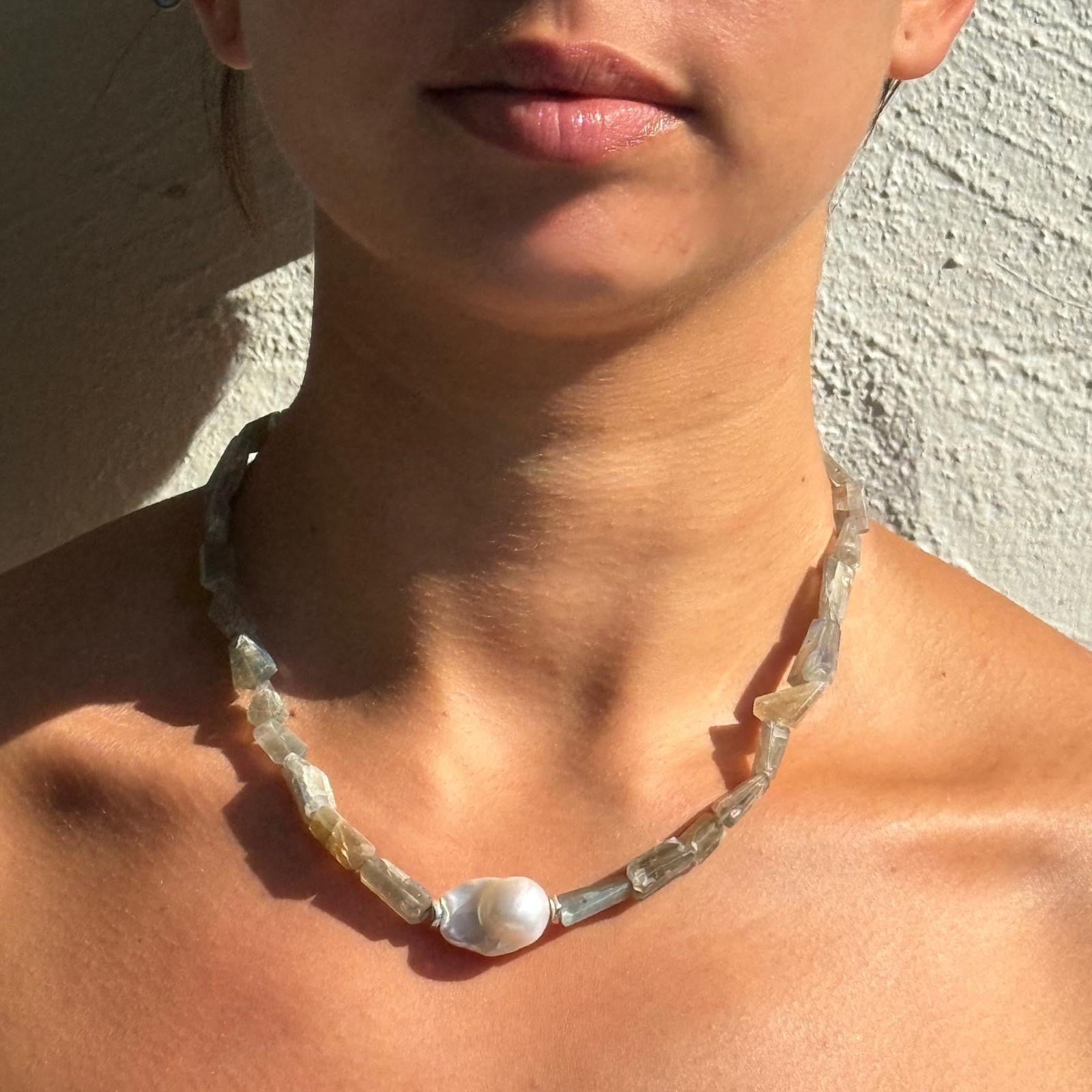 Baroque Pearl and stone - One of a kind necklaces