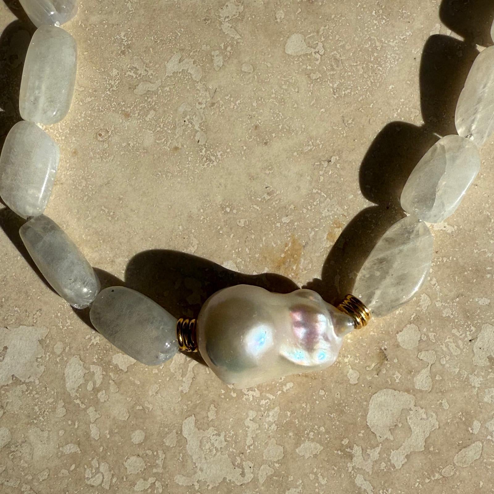 Baroque Pearl and stone - One of a kind necklaces