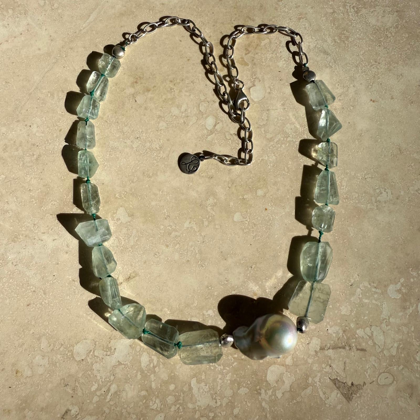 Baroque Pearl and stone - One of a kind necklaces