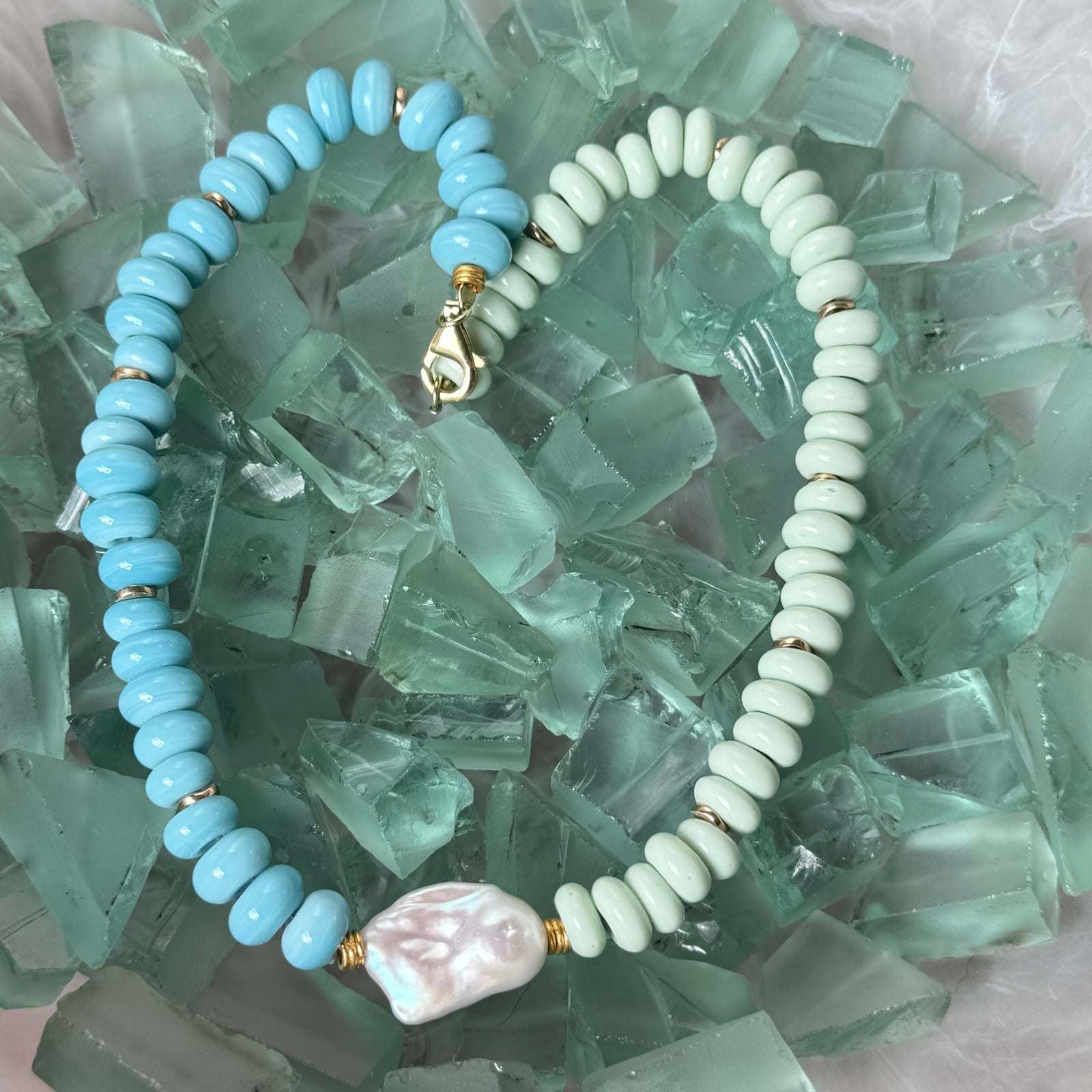 Baroque Pearl and Java Glass Necklace