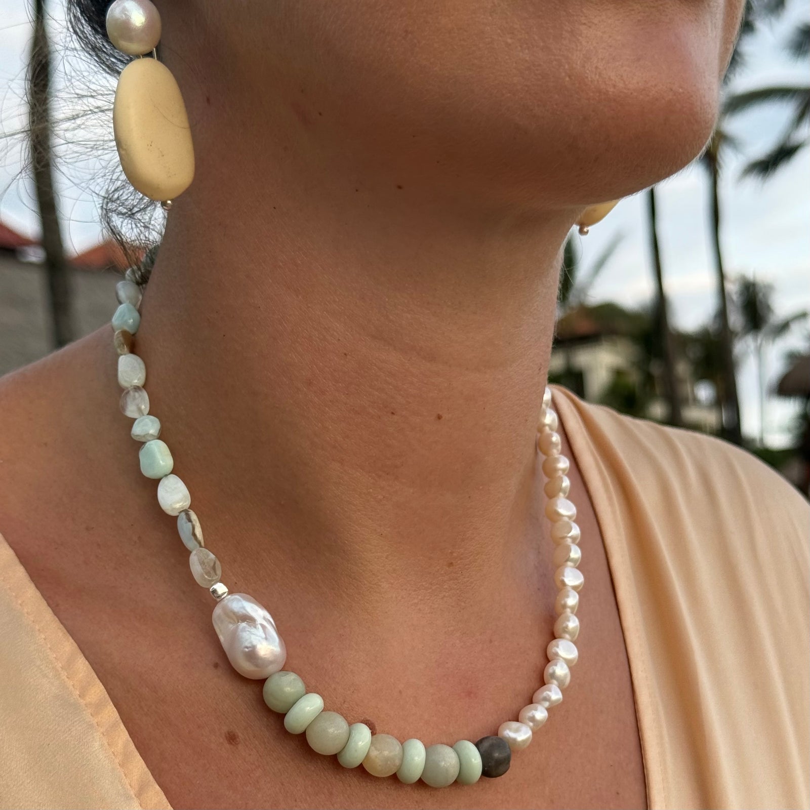 Drift Pearl and Peruvian Opal Necklace