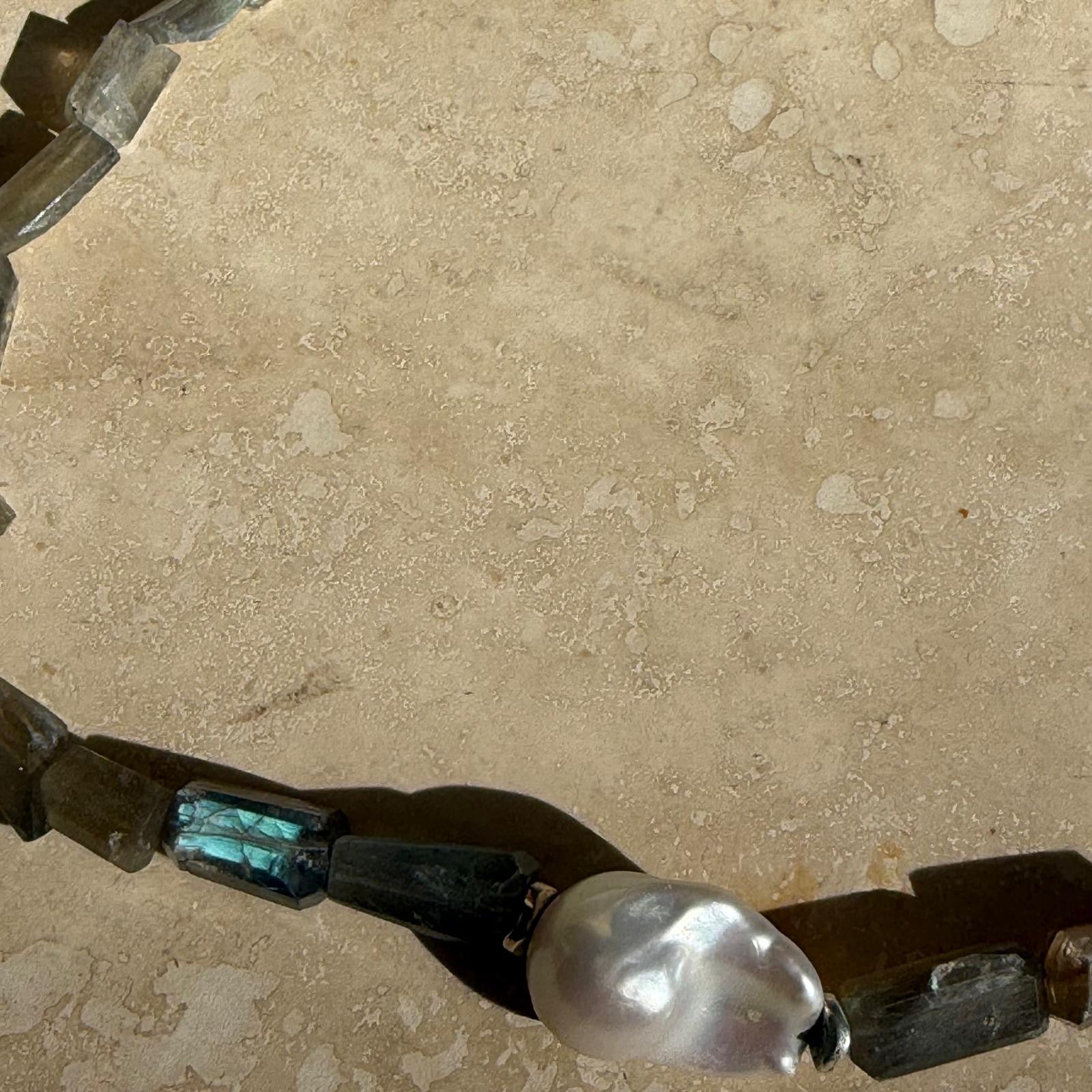 Baroque Pearl and stone - One of a kind necklaces