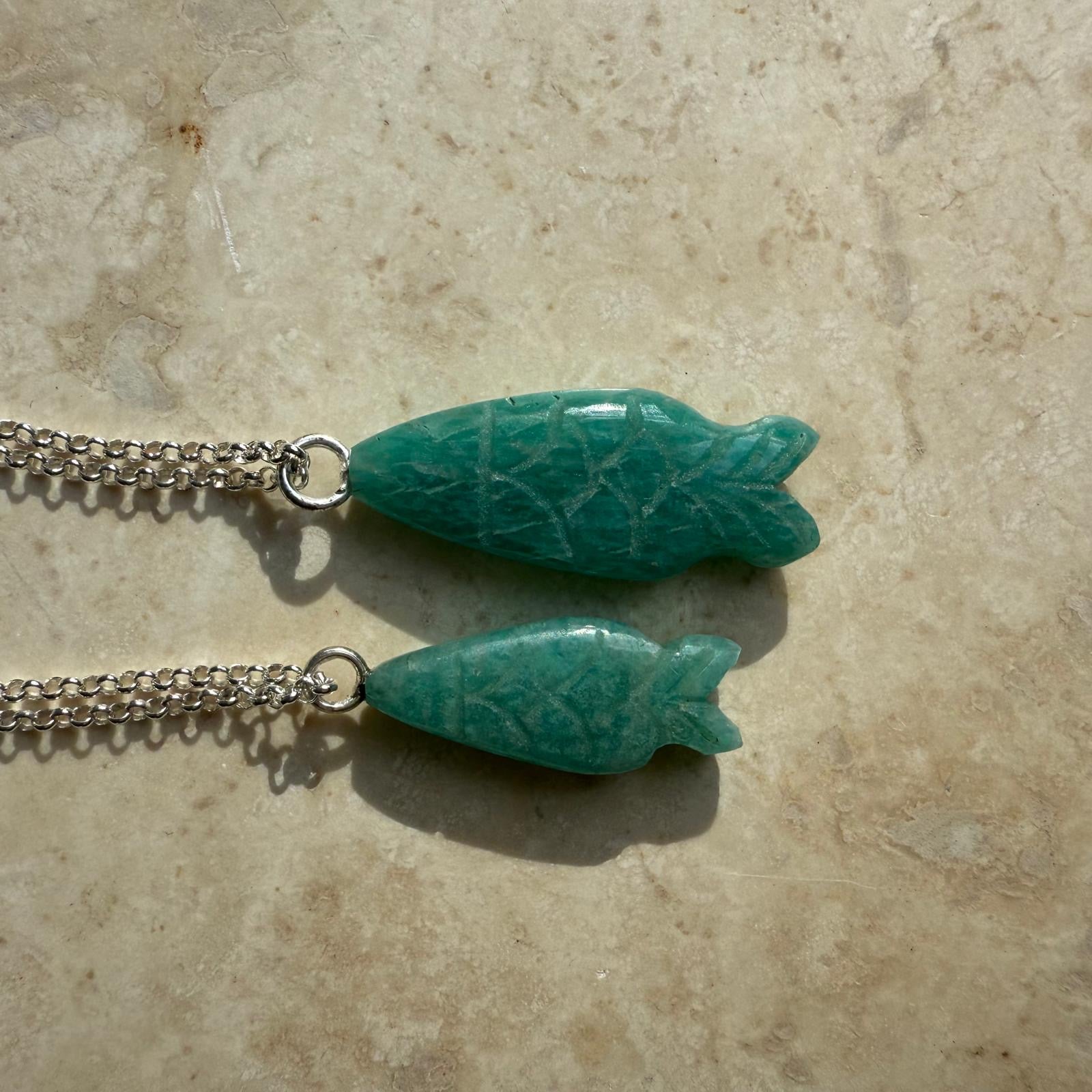 Gemstone Fish Necklace - silver or gold