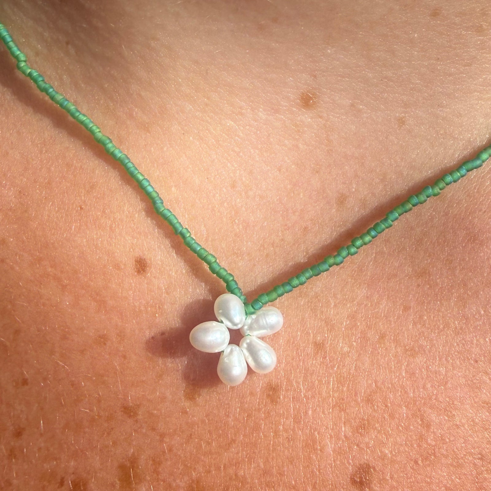 Pearl and Pearl Flower Necklace