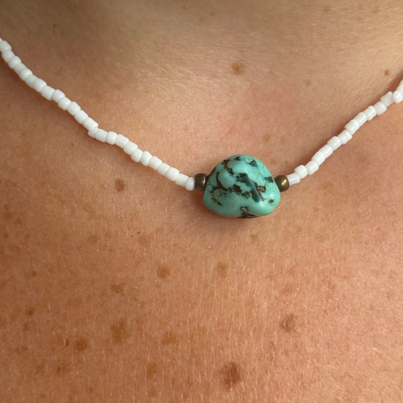 White Beaded & Stone Necklaces