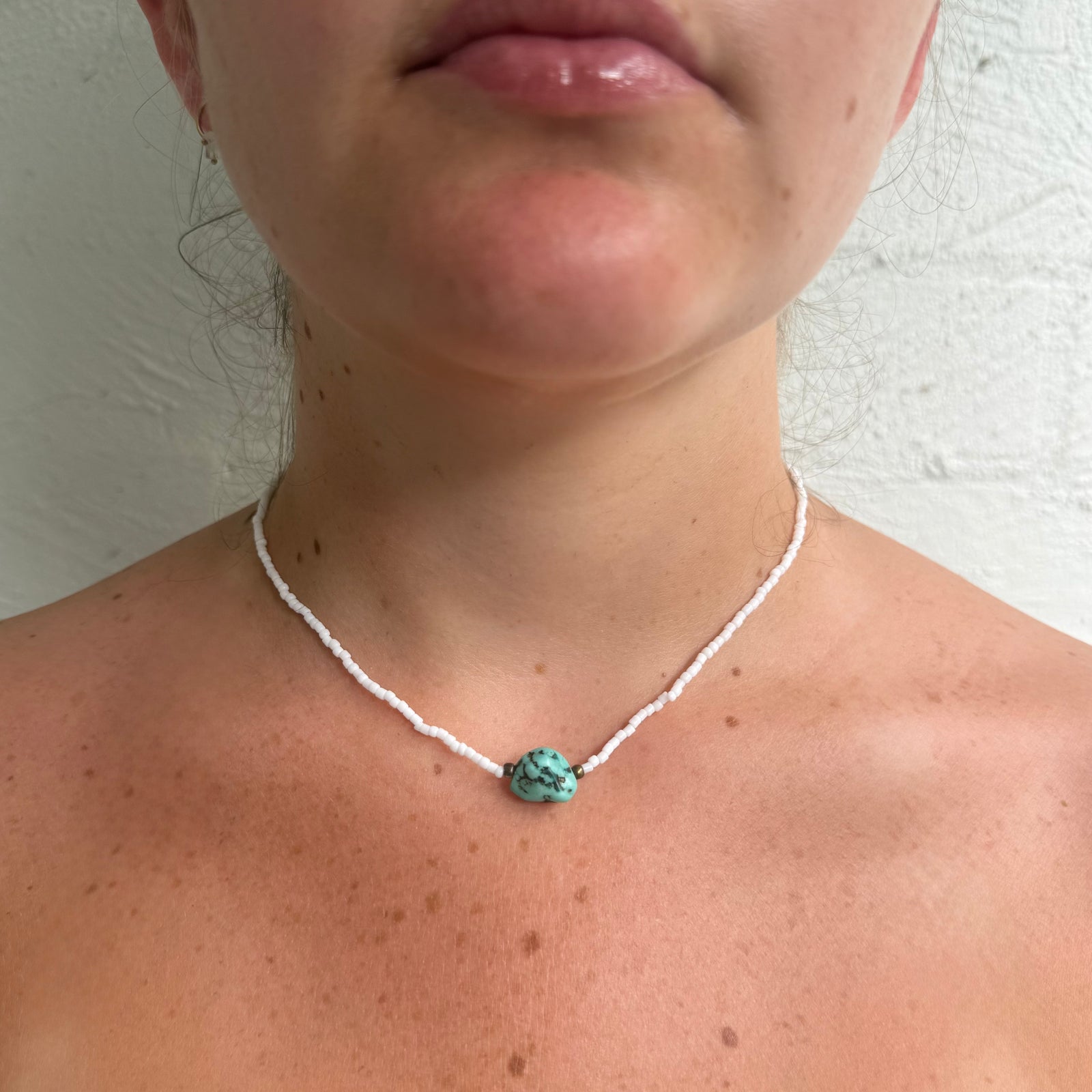 White Beaded & Stone Necklaces
