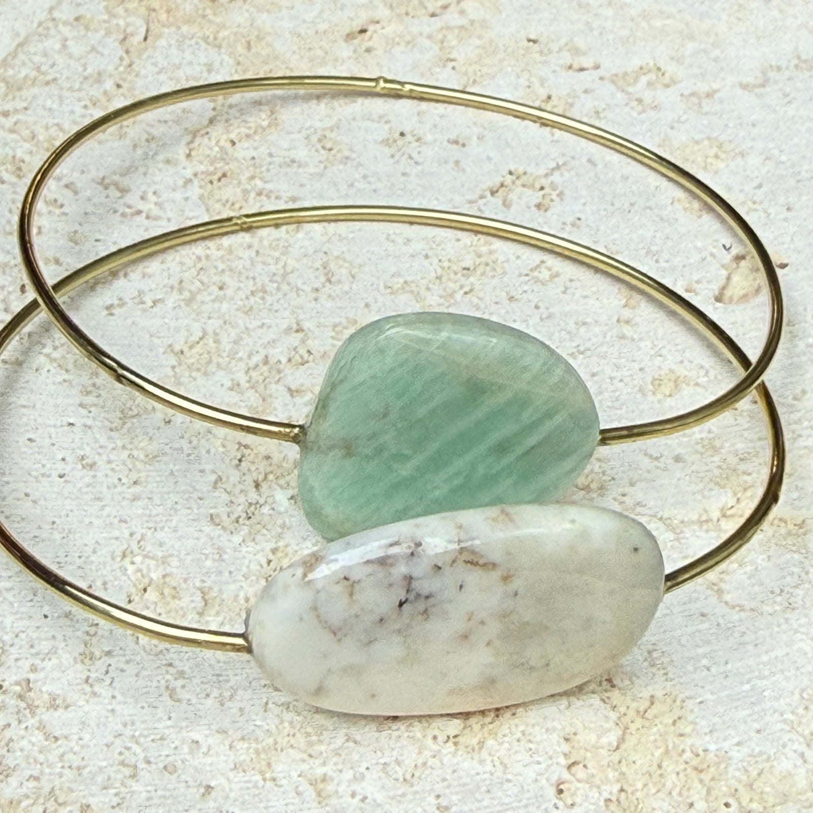 Gold Brass & Precious stone bangle