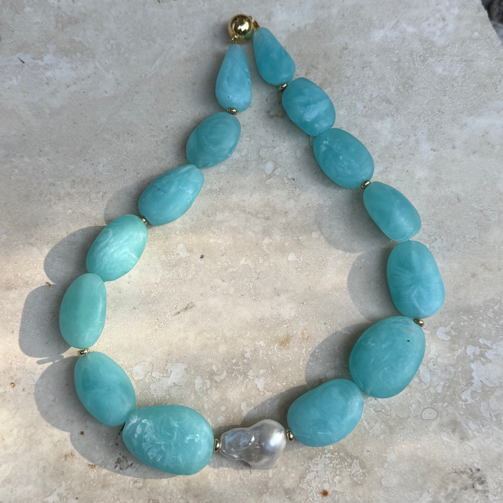 Sirena Necklace- blue, aqua, white