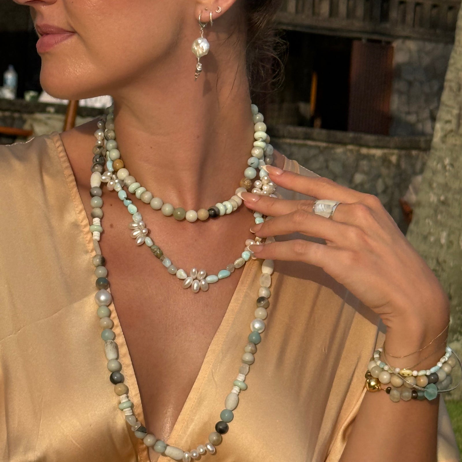 Oceane - pearl flower necklace