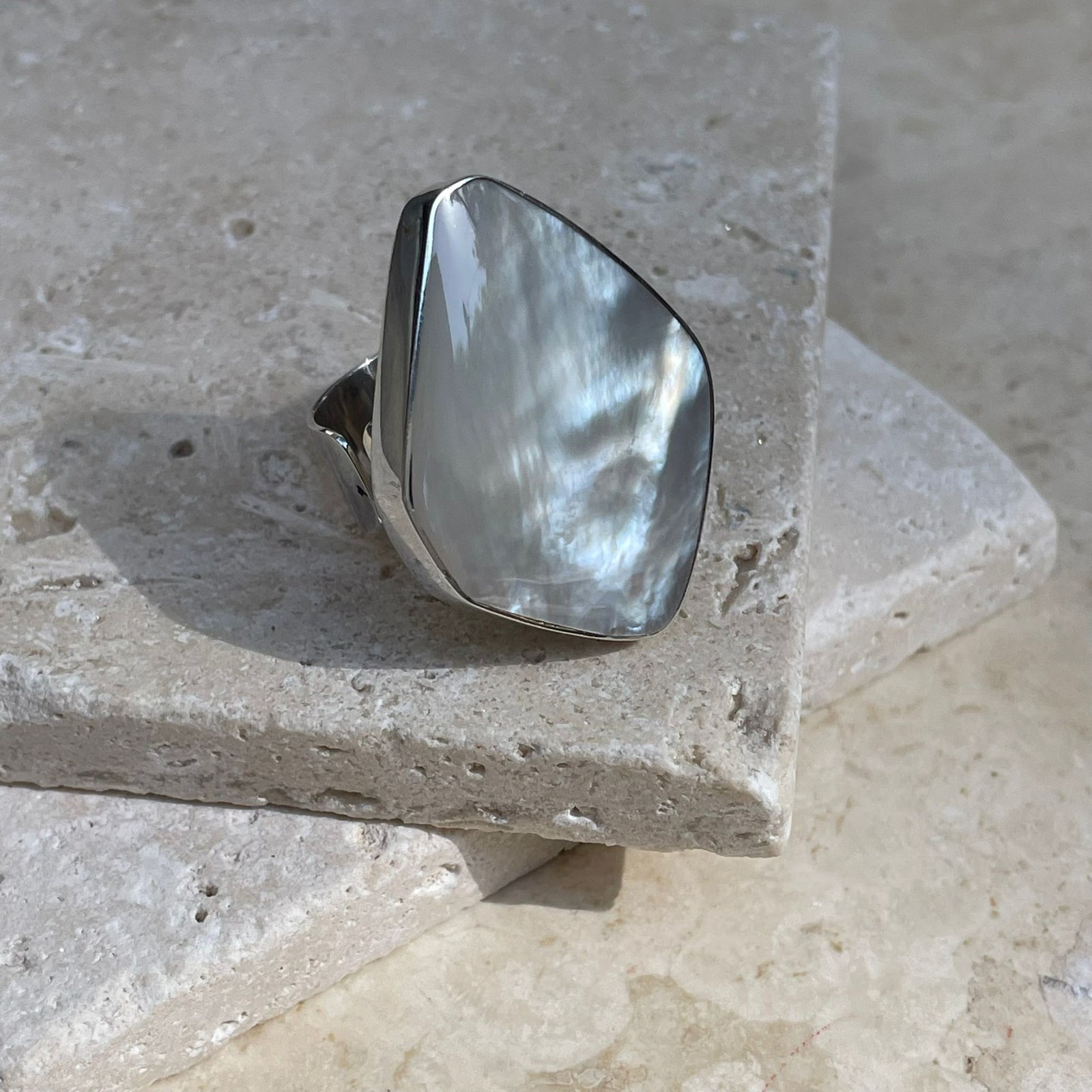 Mother of Pearl adjustable statement ring