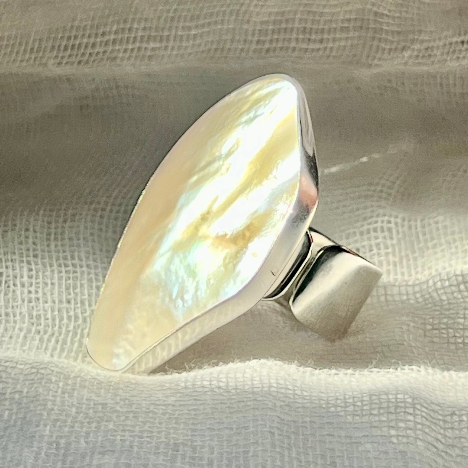 Mother of Pearl adjustable statement ring