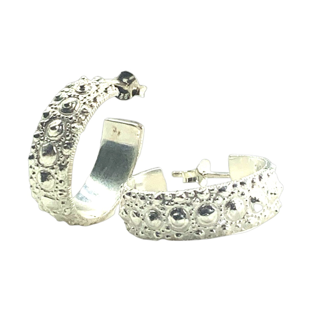 Sea Urchin Hoop Earrings in Silver or Gold