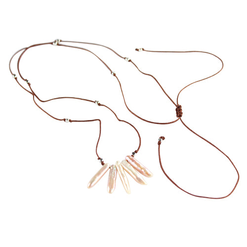 Keshi Pearls on Cord Necklace