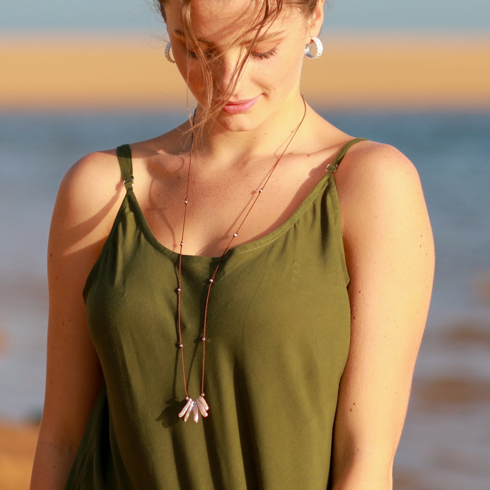 Keshi Pearls on Cord Necklace