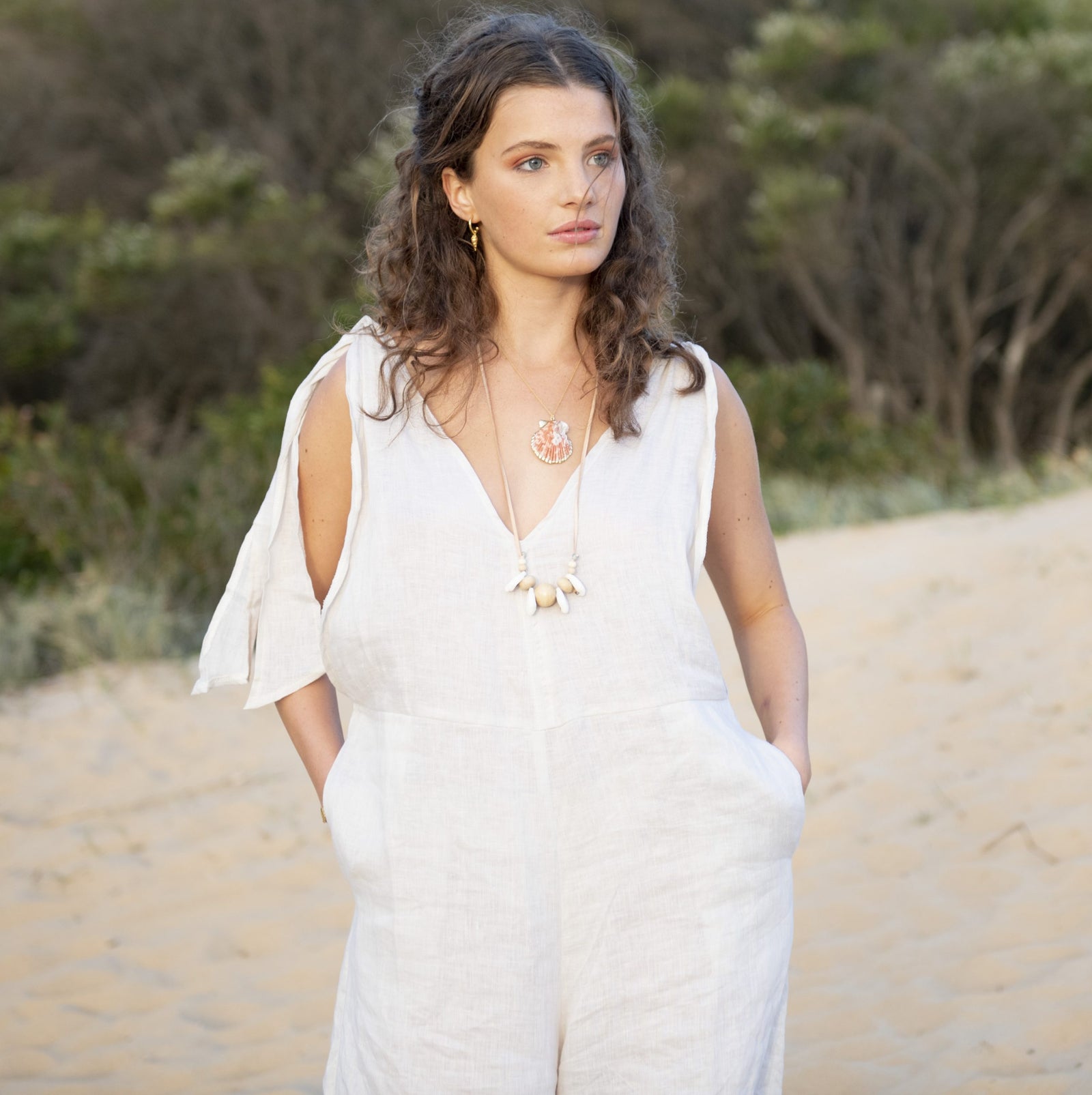 Linen Jumpsuit in Sand