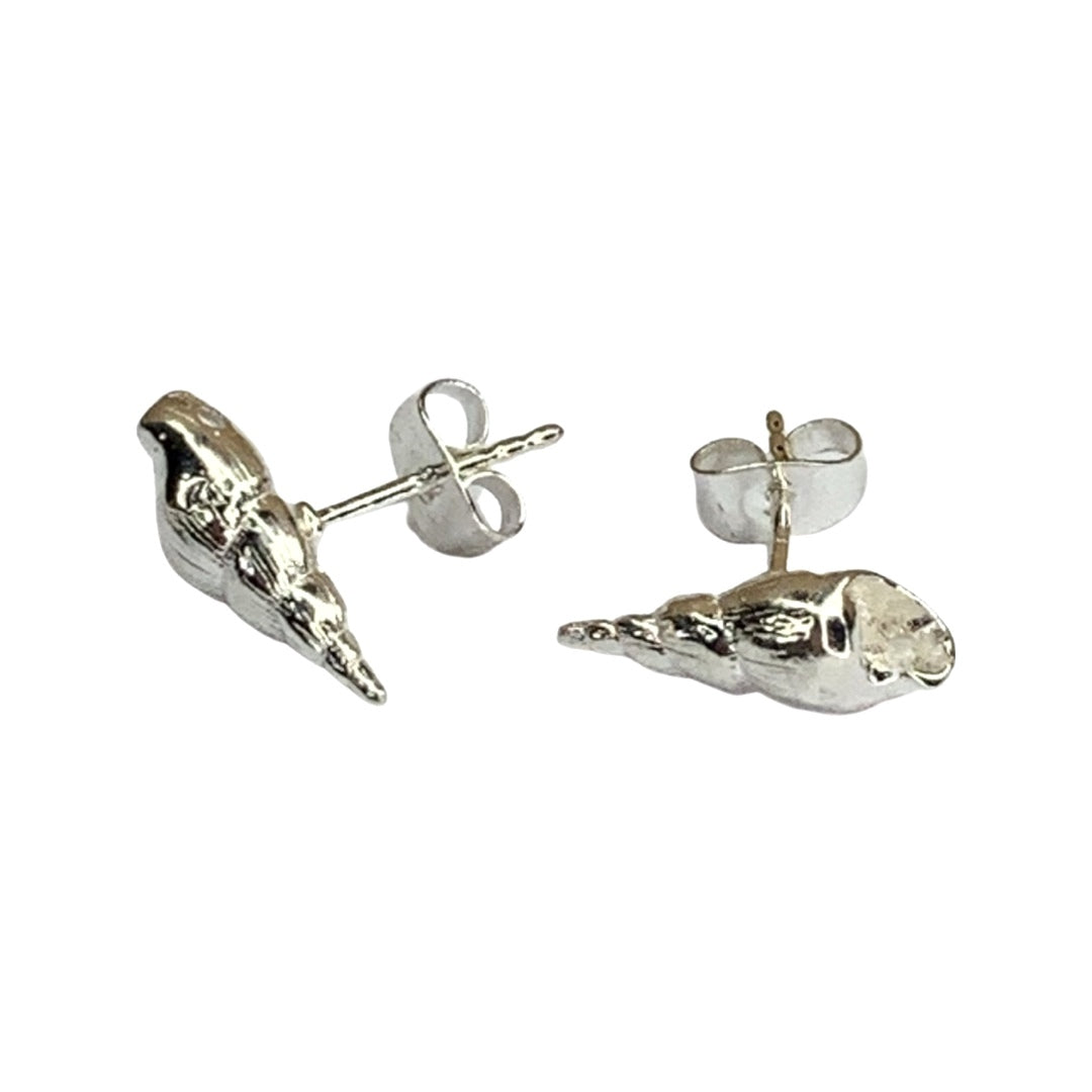 CONICAL SHELL STUD EARRINGS IN SILVER OR GOLD