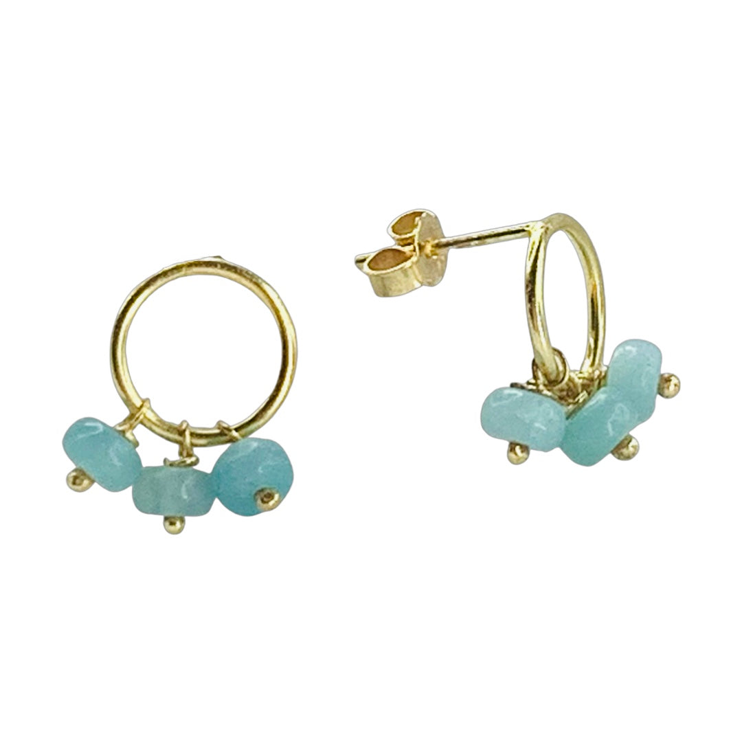 Gemstone Earrings - Silver and Gold