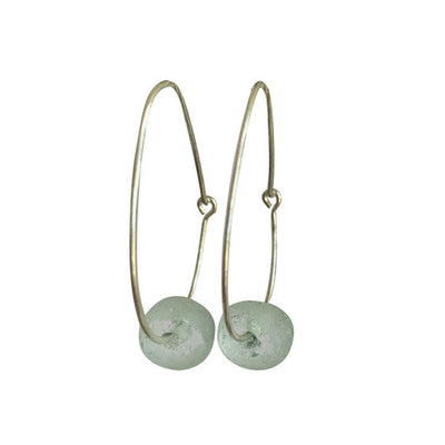 Silver Recycled Glass Hoop Earrings