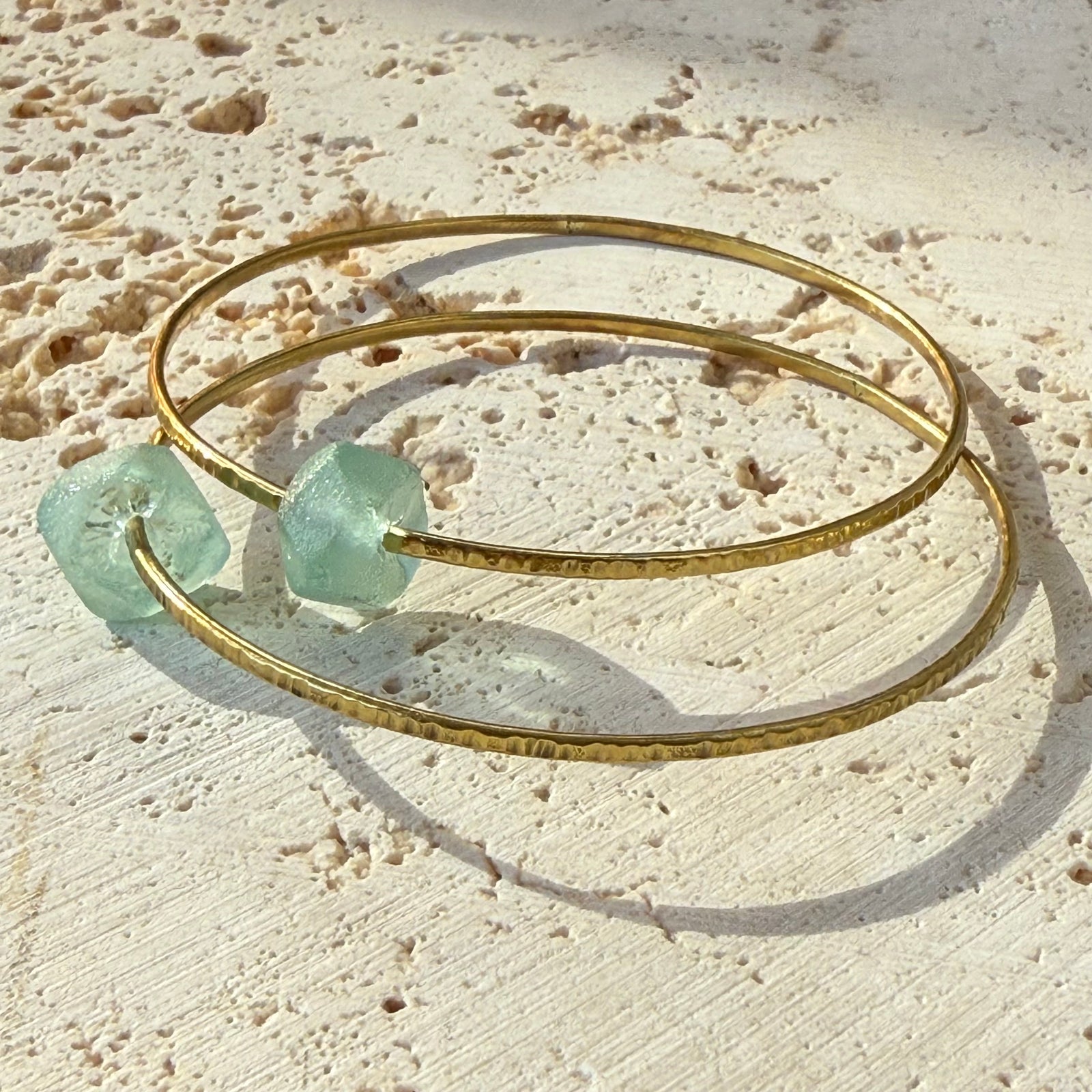 Aqua dream bangle - recycled glass