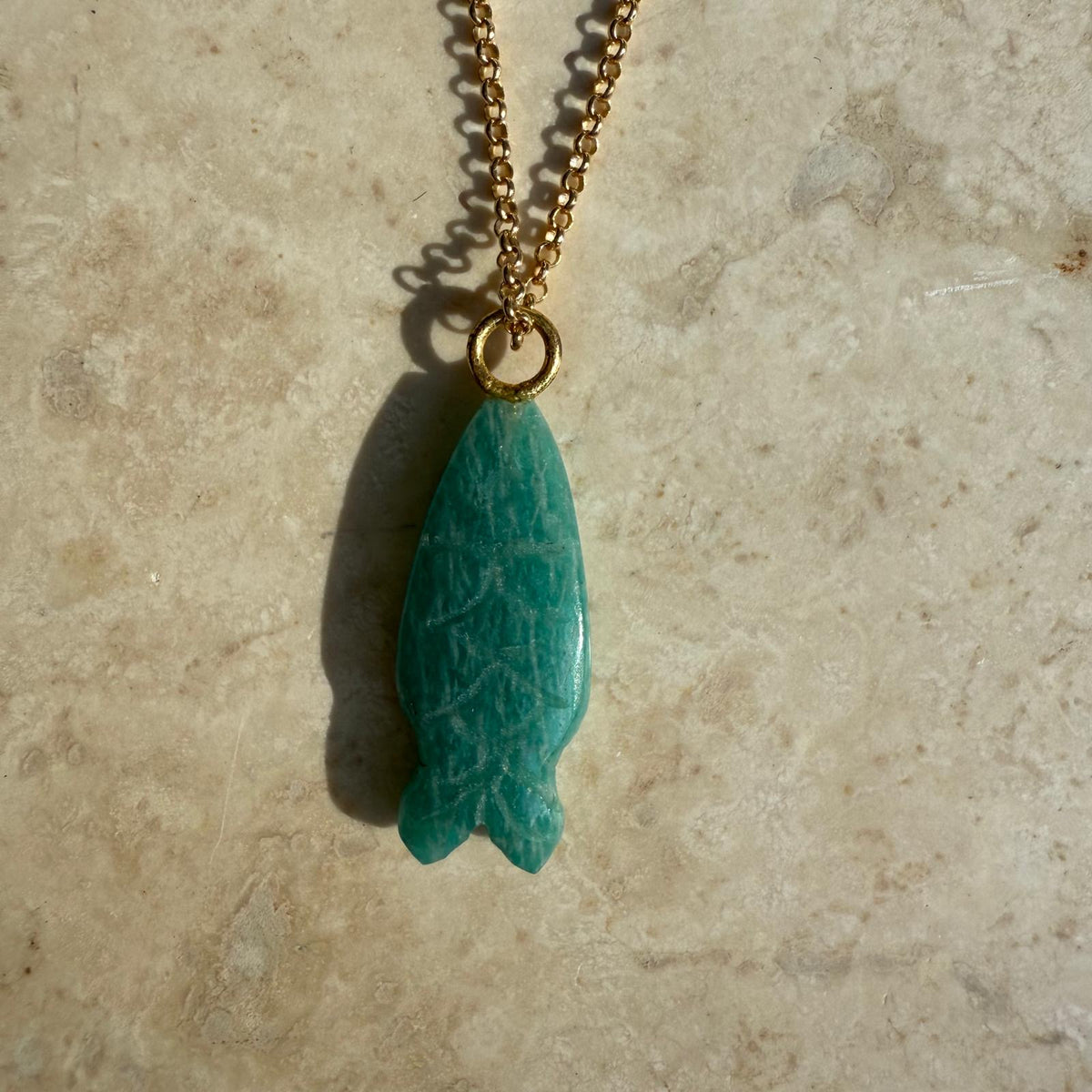 Gemstone Fish Necklace - silver or gold