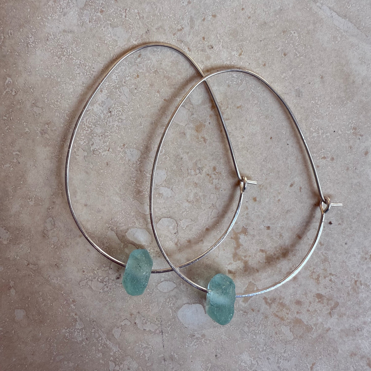 Recycled Glass Hoop Earrings - silver or gold in small and large.