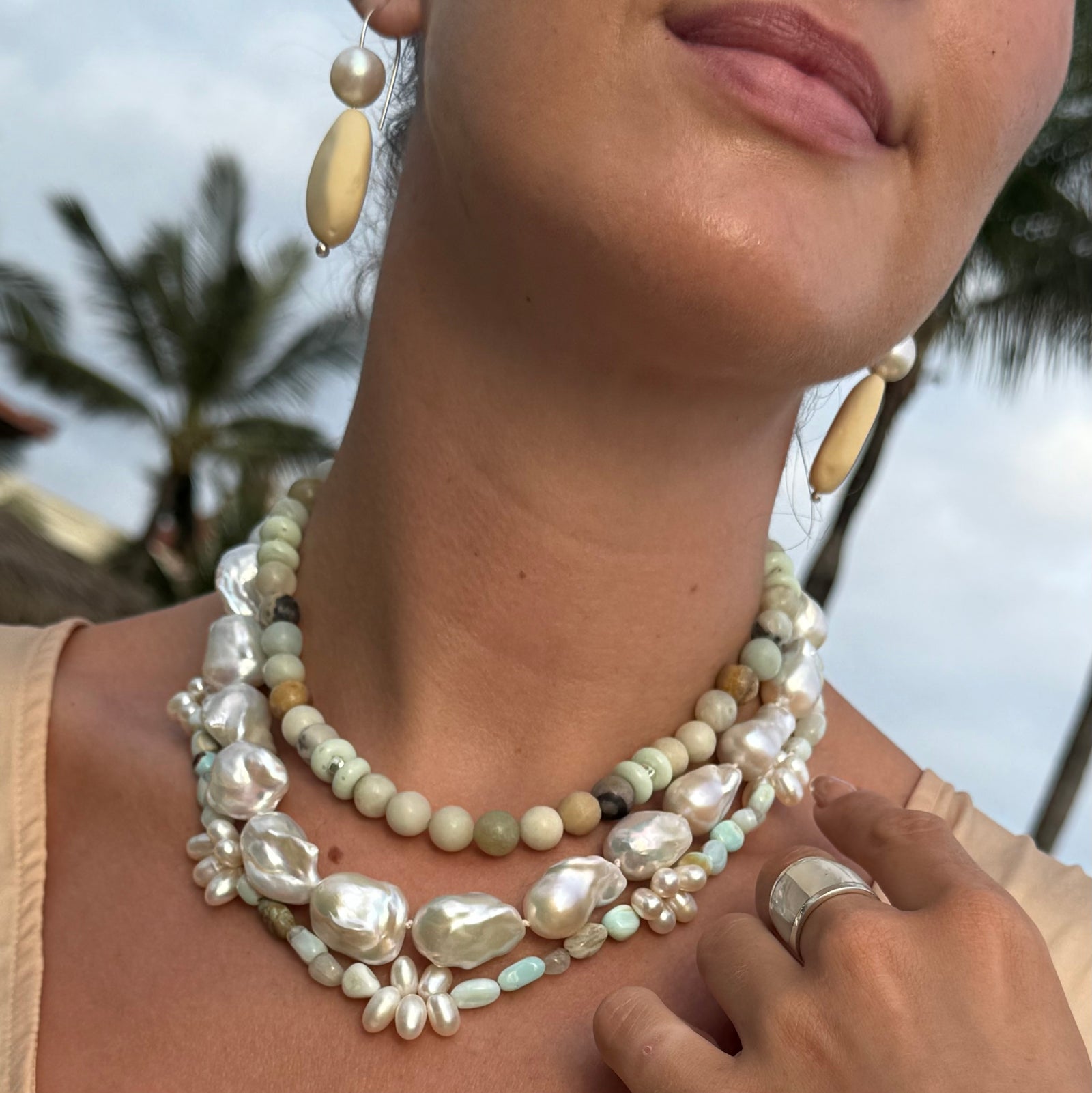 Pebble and Pearl Earrings