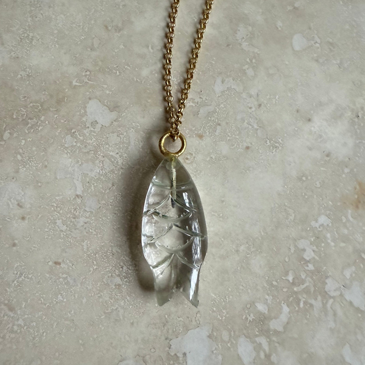 Gemstone Fish Necklace - silver or gold