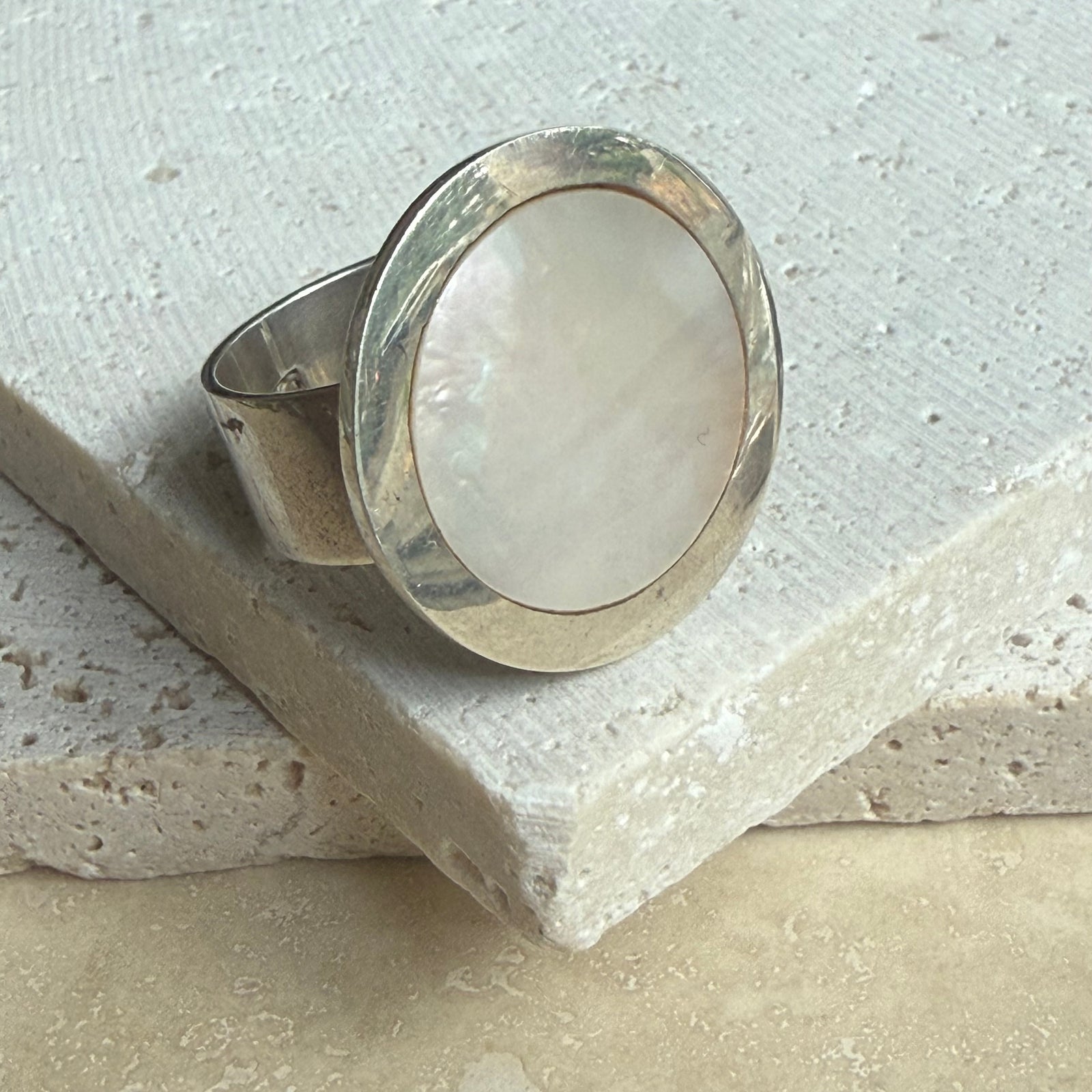Mother of Pearl Full Moon Ring