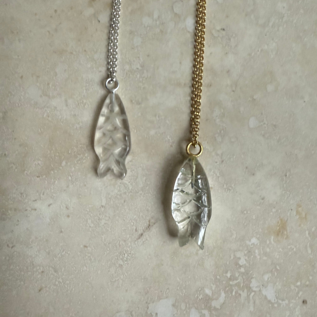Gemstone Fish Necklace - silver or gold