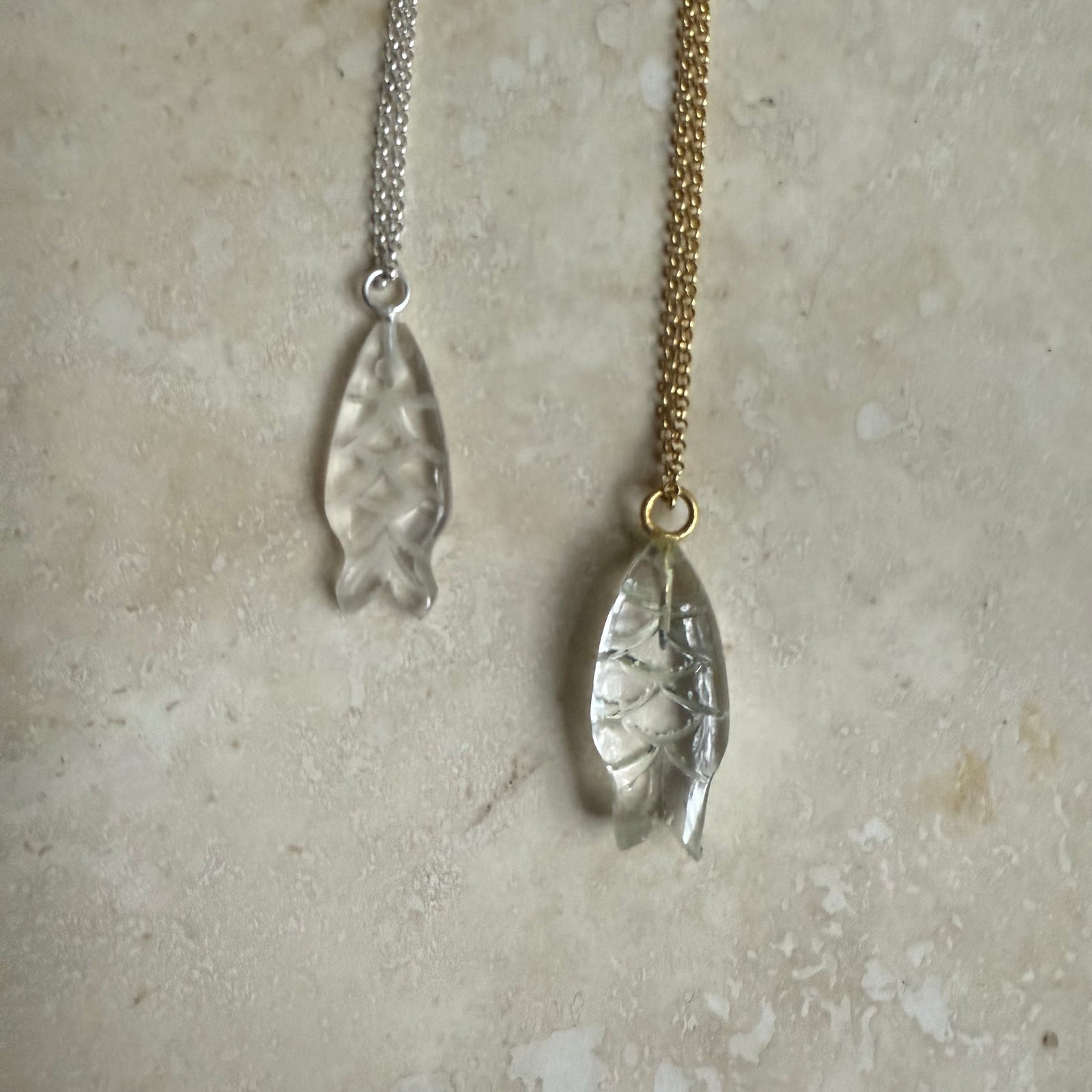 Gemstone Fish Necklace - silver or gold