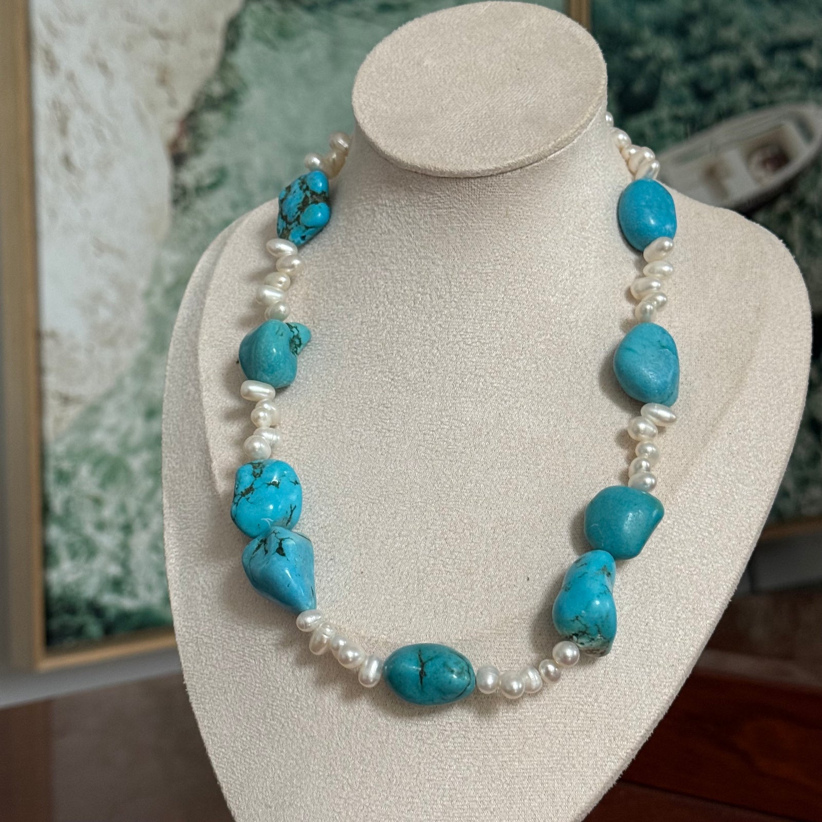 Turquoise and Pearl Necklace