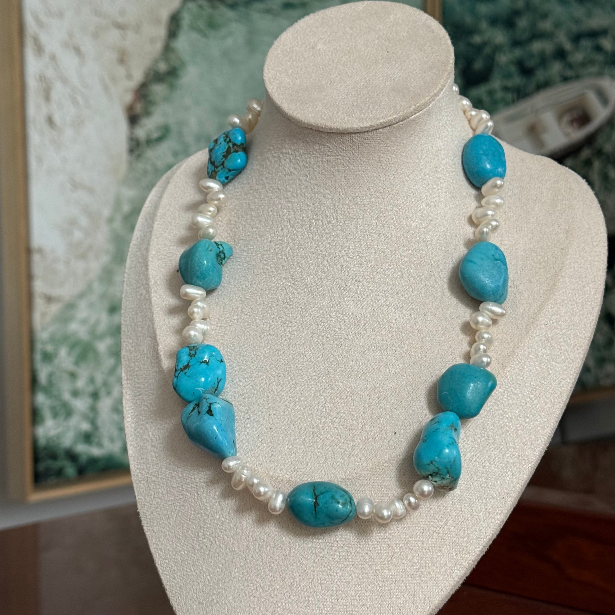 Turquoise and Pearl Necklace