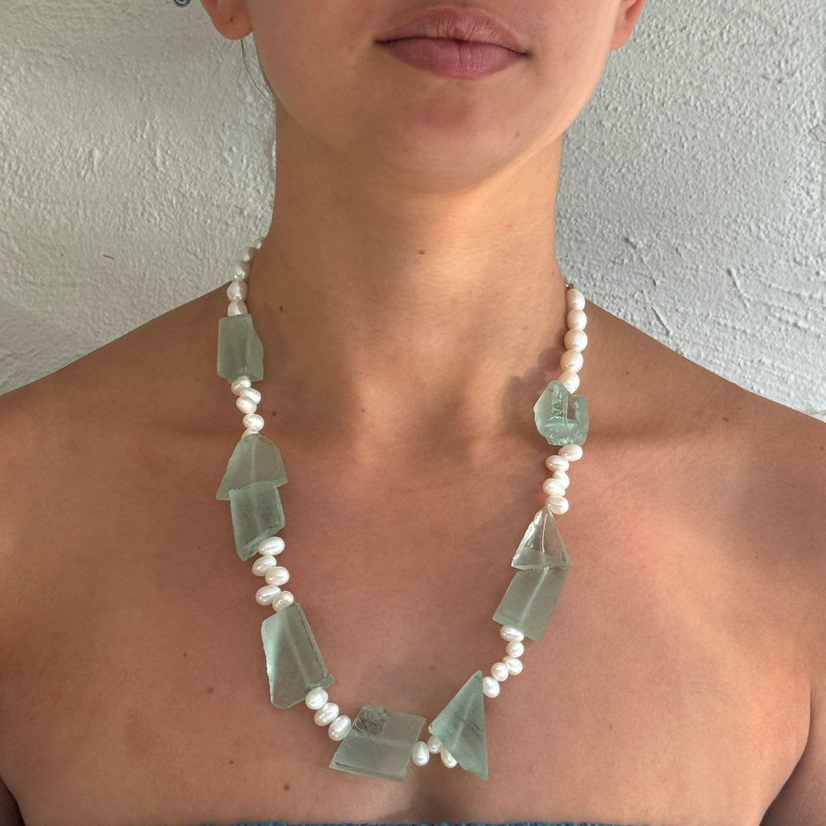 Bliss stone and Pearl Necklace- Citrine, Amethyst and Seaglass