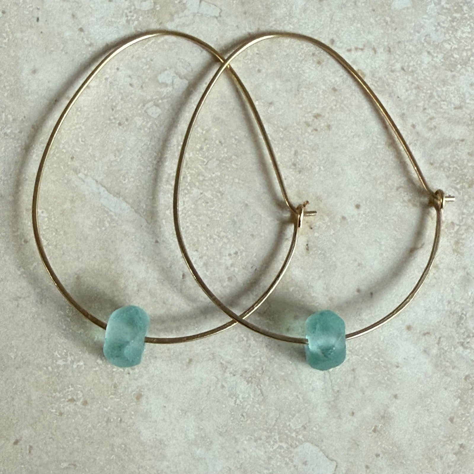 Recycled Glass Hoop Earrings - silver or gold in small and large.