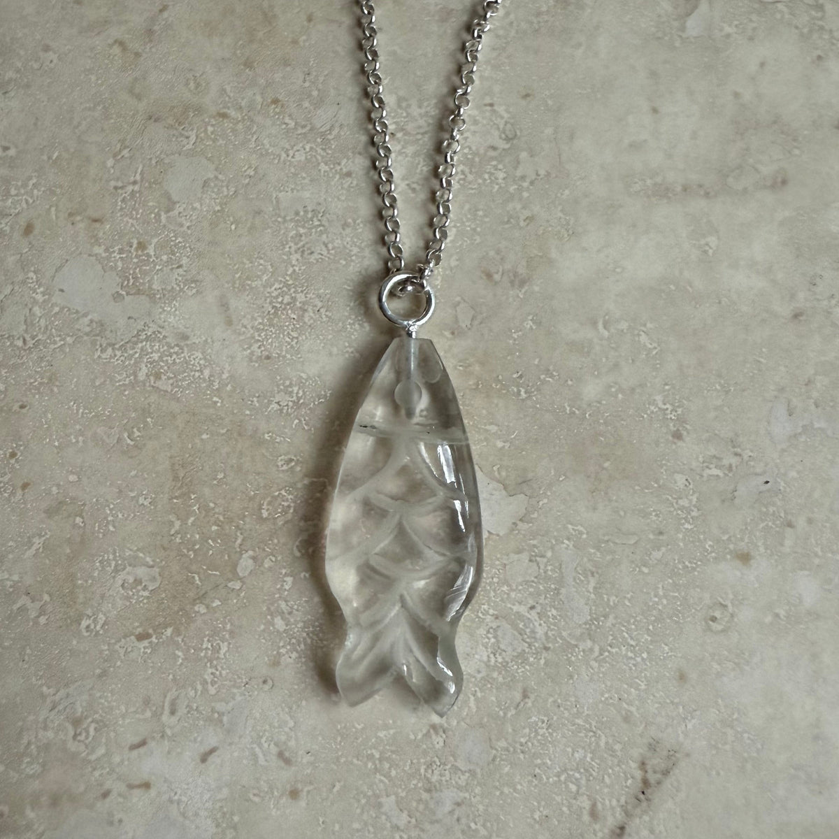 Gemstone Fish Necklace - silver or gold