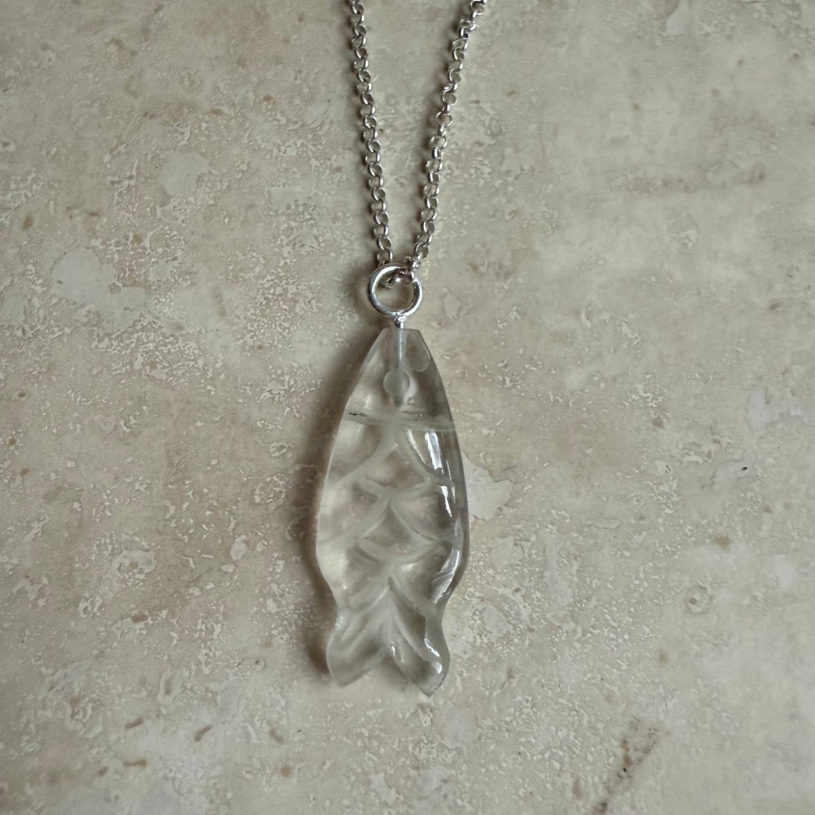 Gemstone Fish Necklace - silver or gold