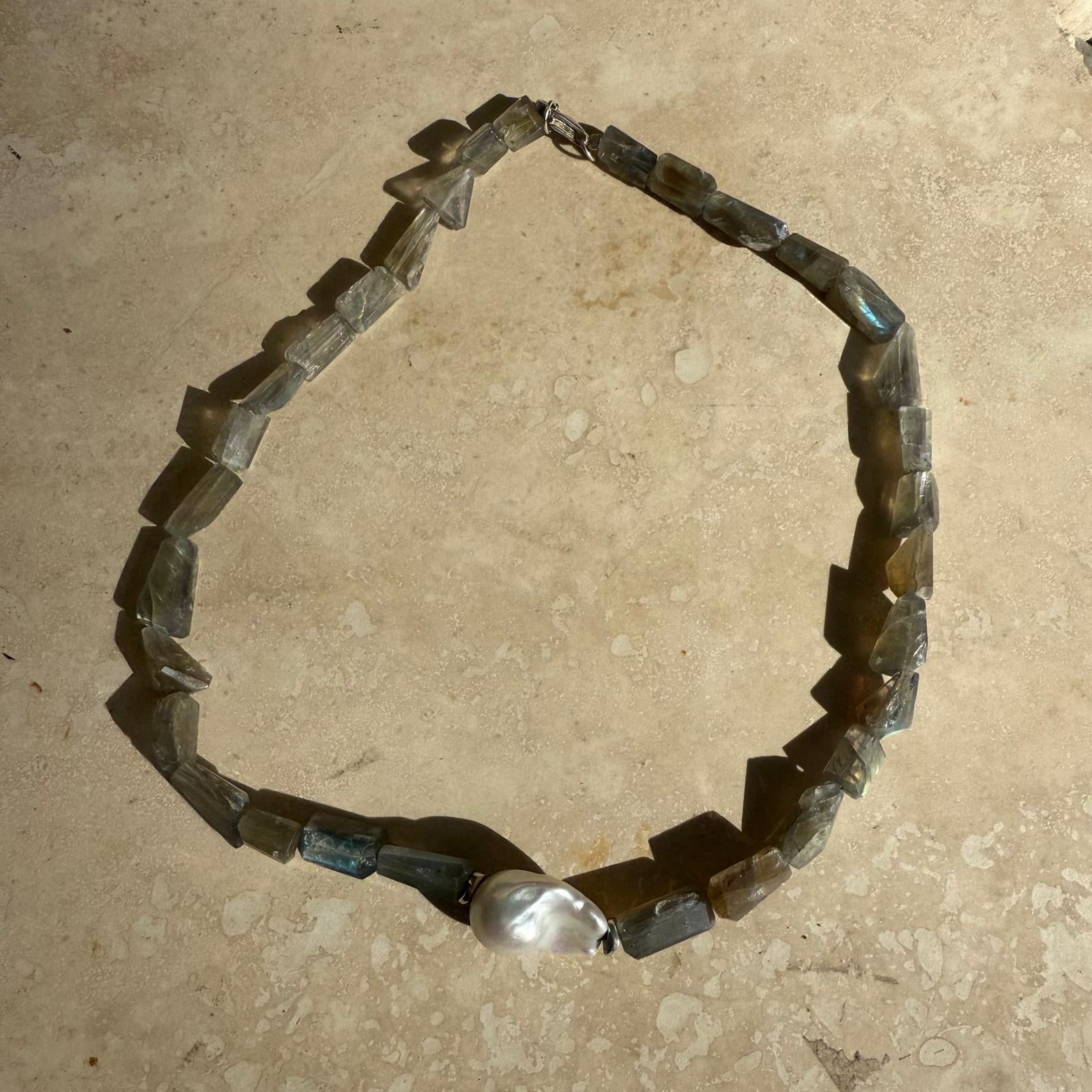 Baroque Pearl and stone - One of a kind necklaces