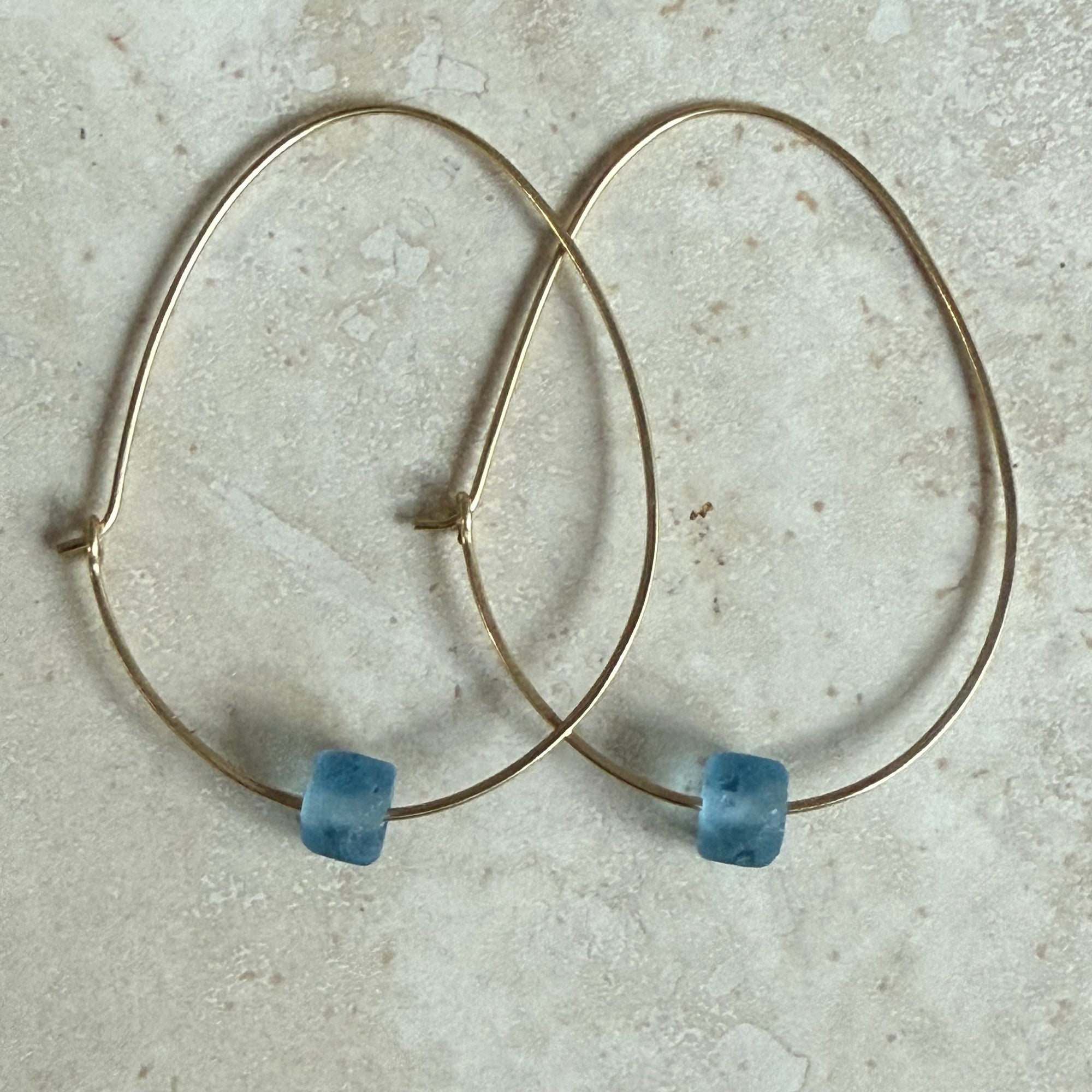 Recycled Glass Hoop Earrings - silver or gold in small and large.