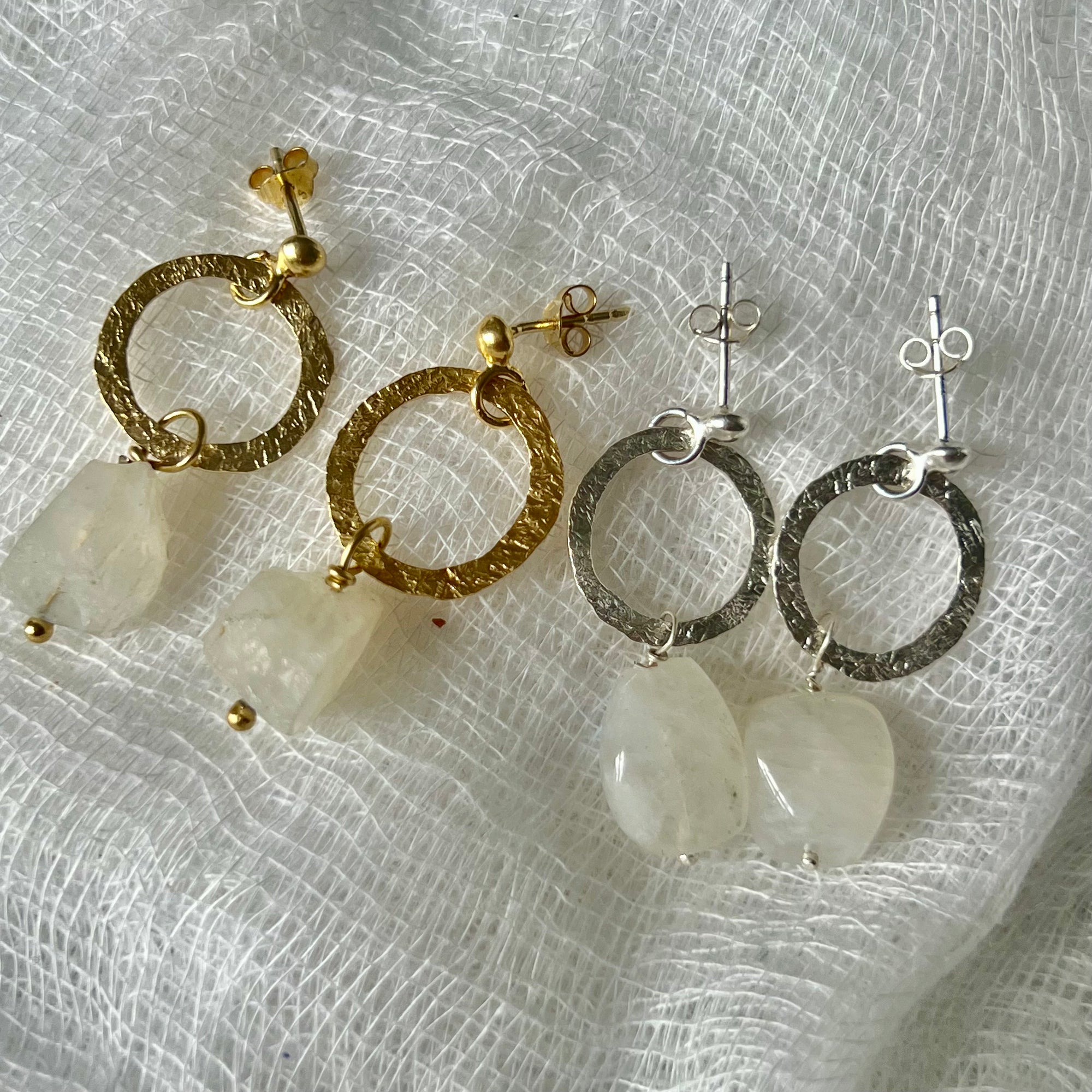 Moonstone Earrings in silver or gold Lisa Carney Design