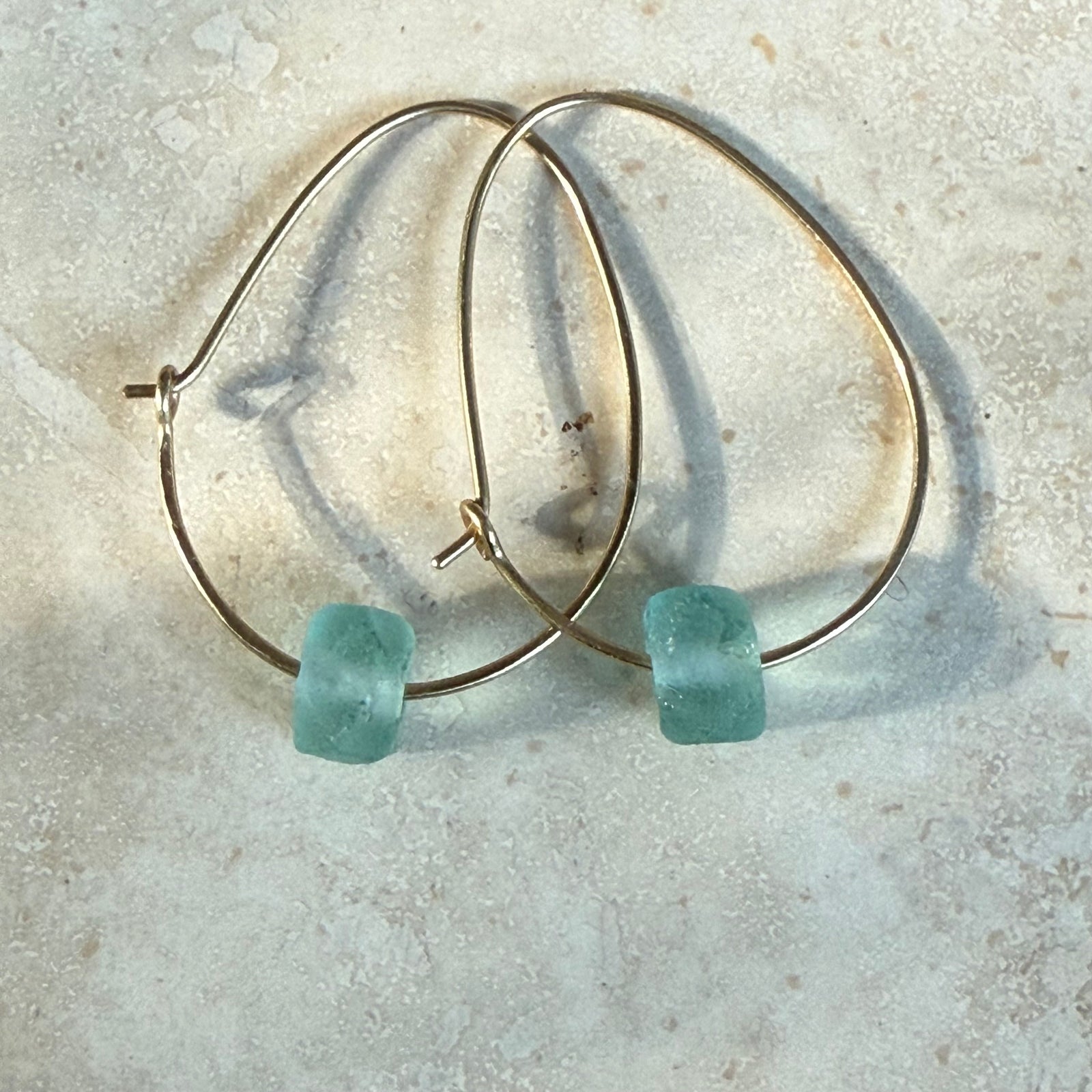 Recycled Glass Hoop Earrings - silver or gold in small and large.