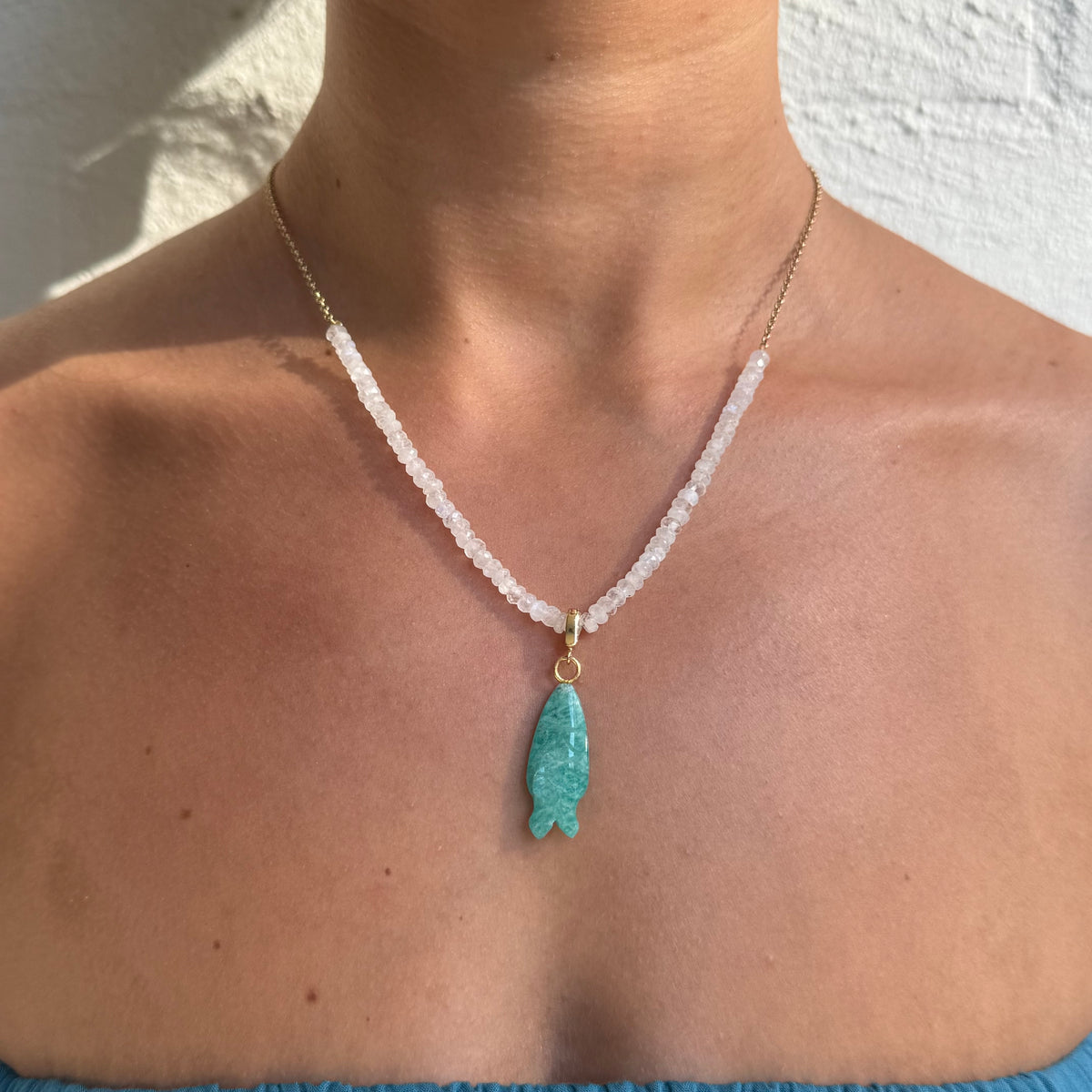 Gemstone Fish - Hook, Line and Sinker combo Necklace