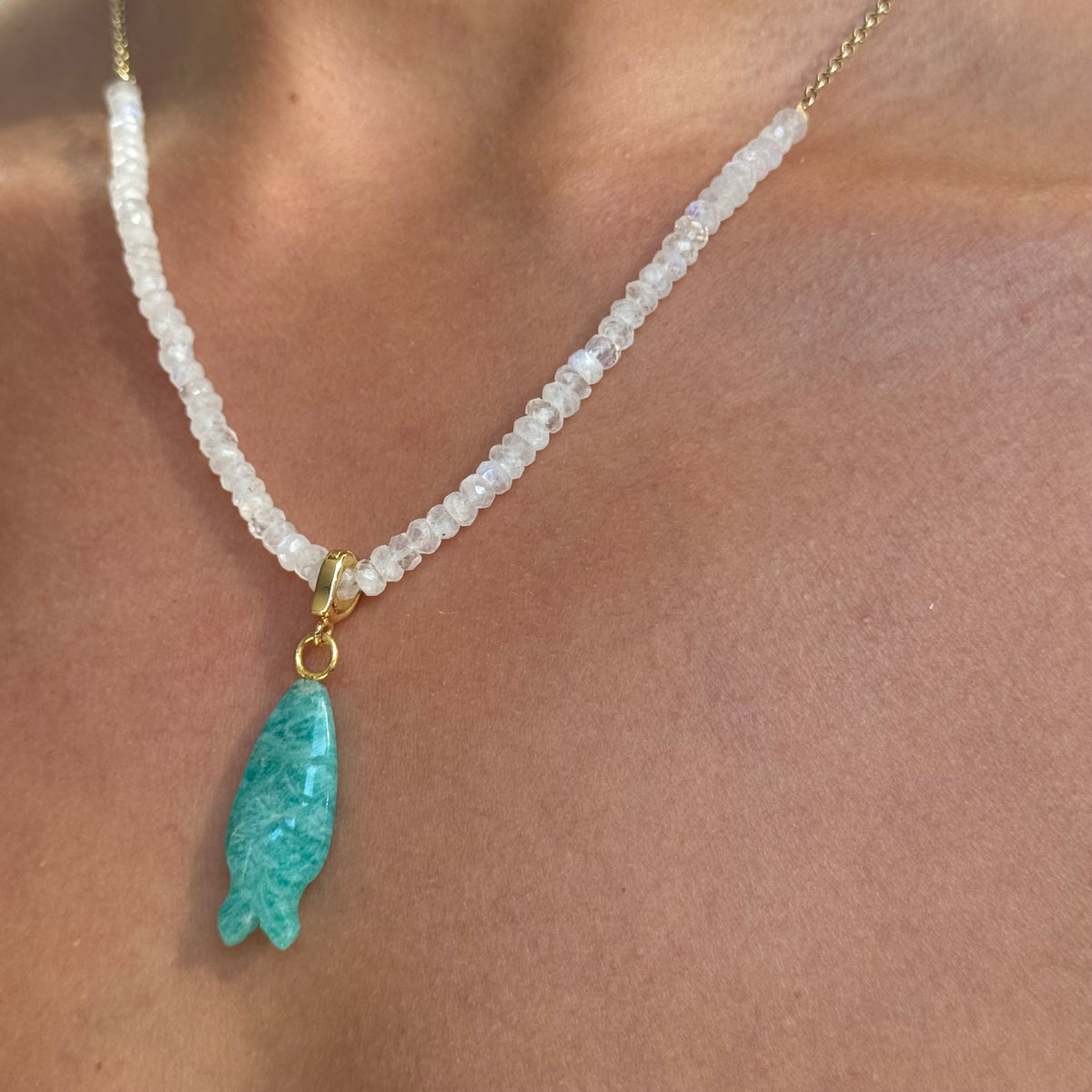 Gemstone Fish - Hook, Line and Sinker combo Necklace